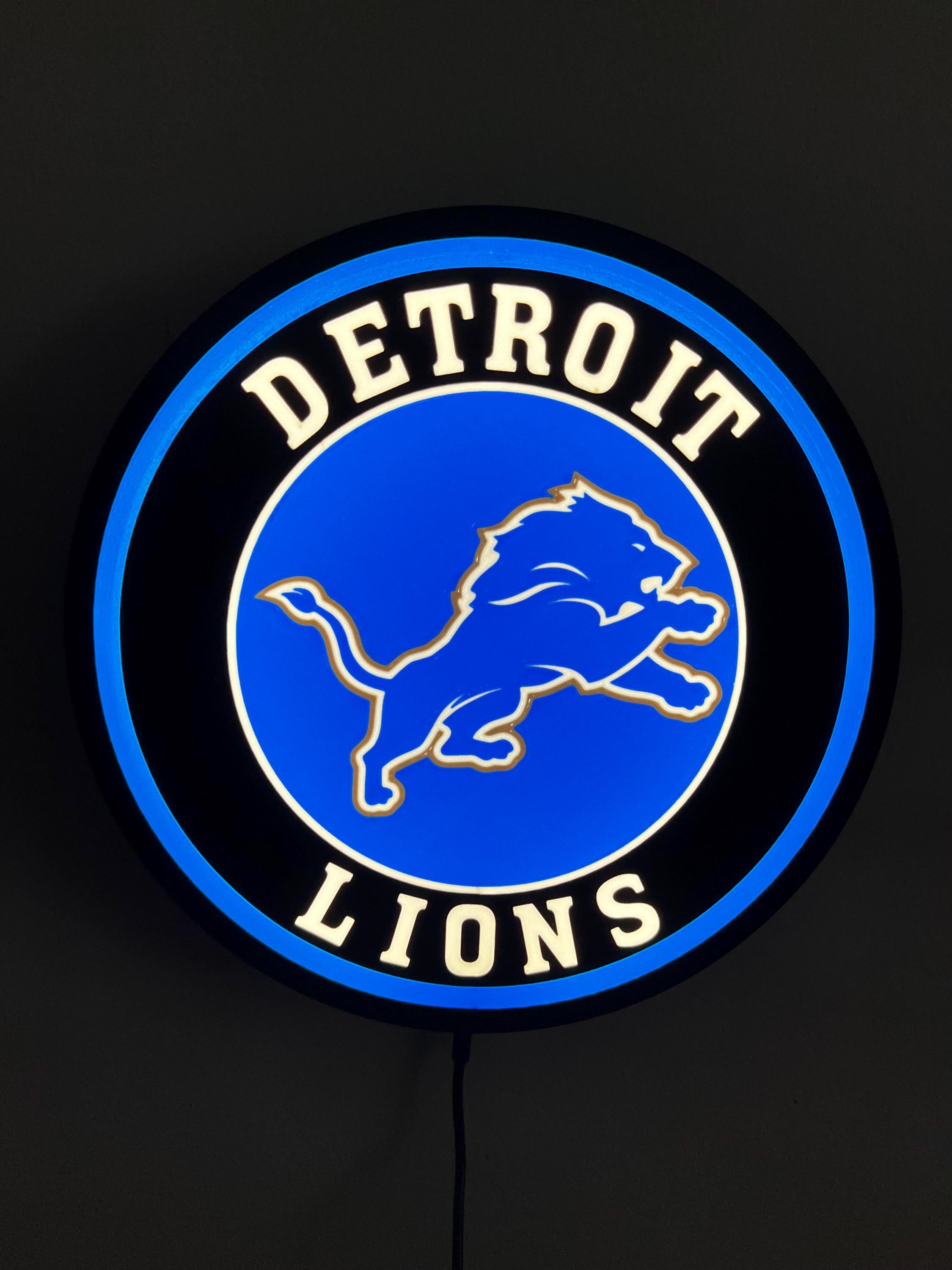 Detroit, Lion, Light Up Sign, Football, LED Sign, gift for football lover, illuminated sign, sports gifts, trending sports gifts, sports