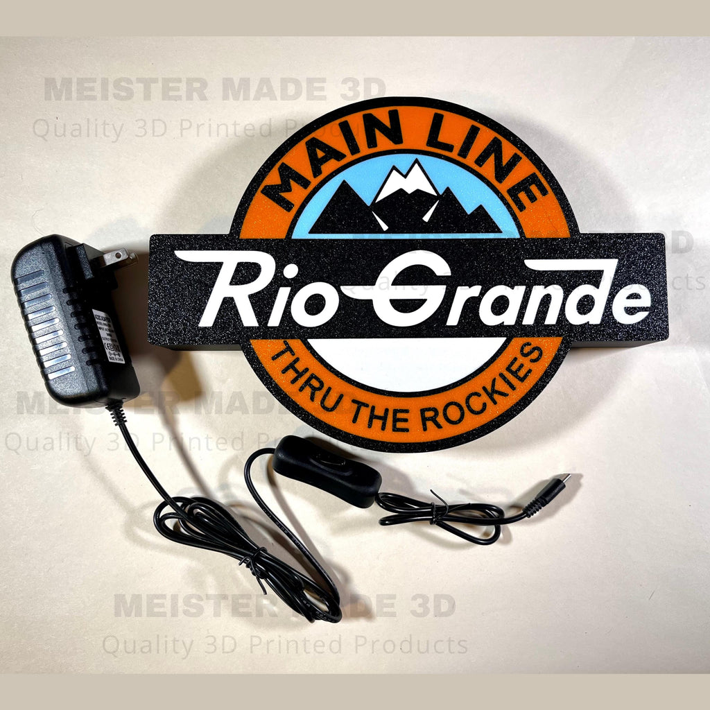 Rio Grande light up sign, Railroad sign, train gift, LED signs, illuminated sign, train enthusiast, gift for railroad lover, railroad light
