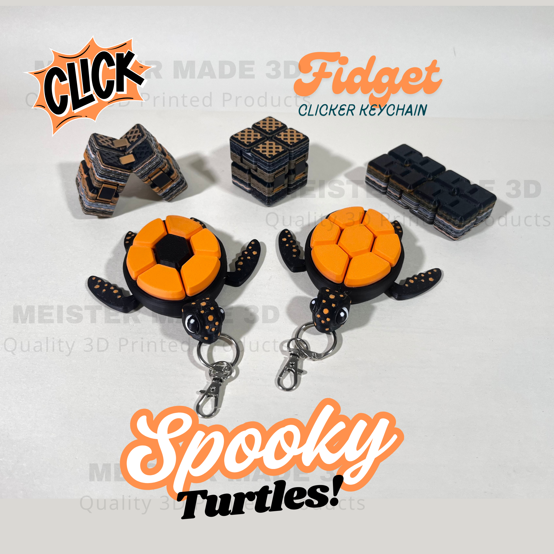 Halloween Turtle Fidget Clicker Keychains
