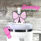 Pink Out Football Bow Stanley Straw Buddy, 20,30,40oz tumblers