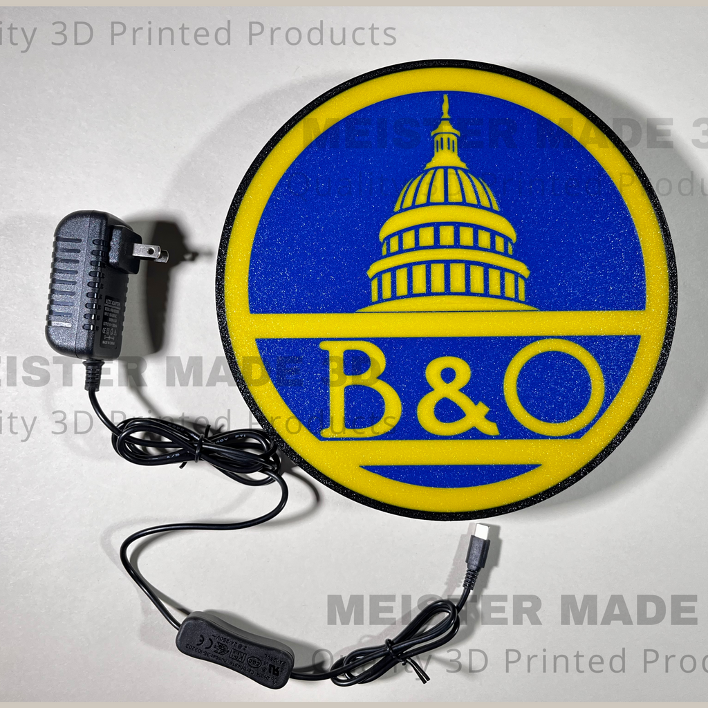 B&O Light Up Sign, train gifts, railroad collector, railroad sign, light up train sign, model railroad gift, illuminated signs, railroad