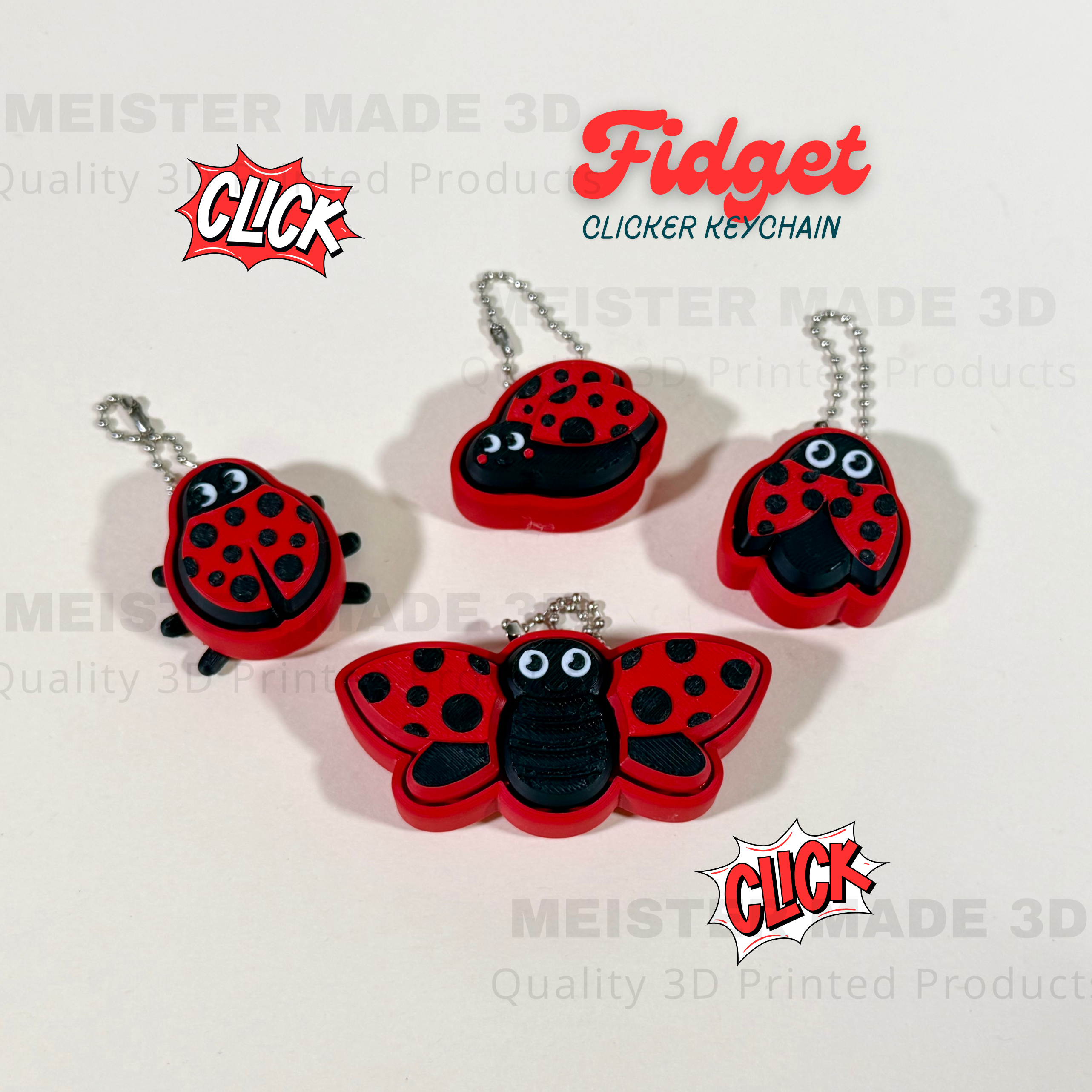 Ladybug Fidget Clicker Keychain