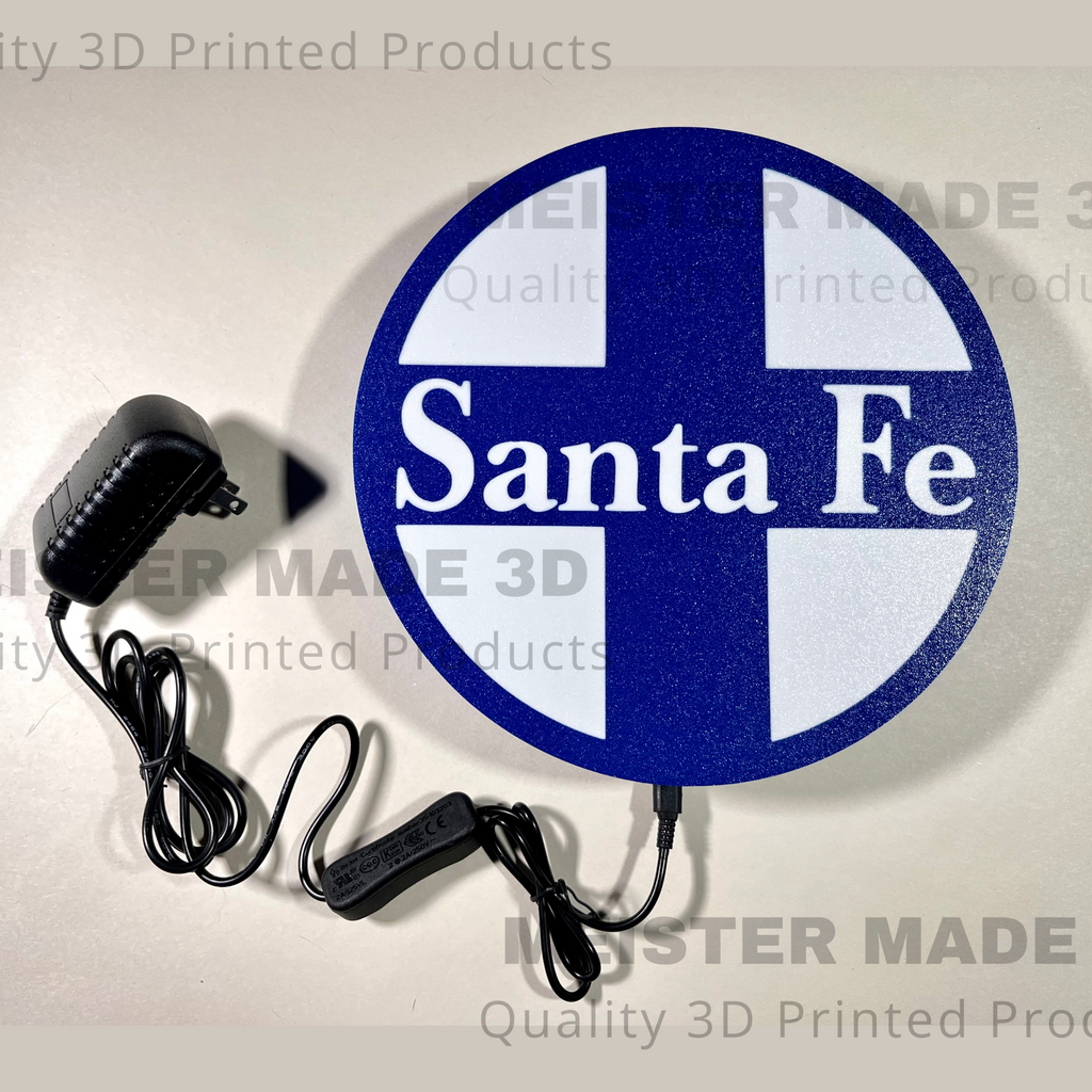 Santa Fe light up sign, illuminated railroad sign, train gift, LED signs, illuminated sign, train enthusiast, gift for railroad enthusiast