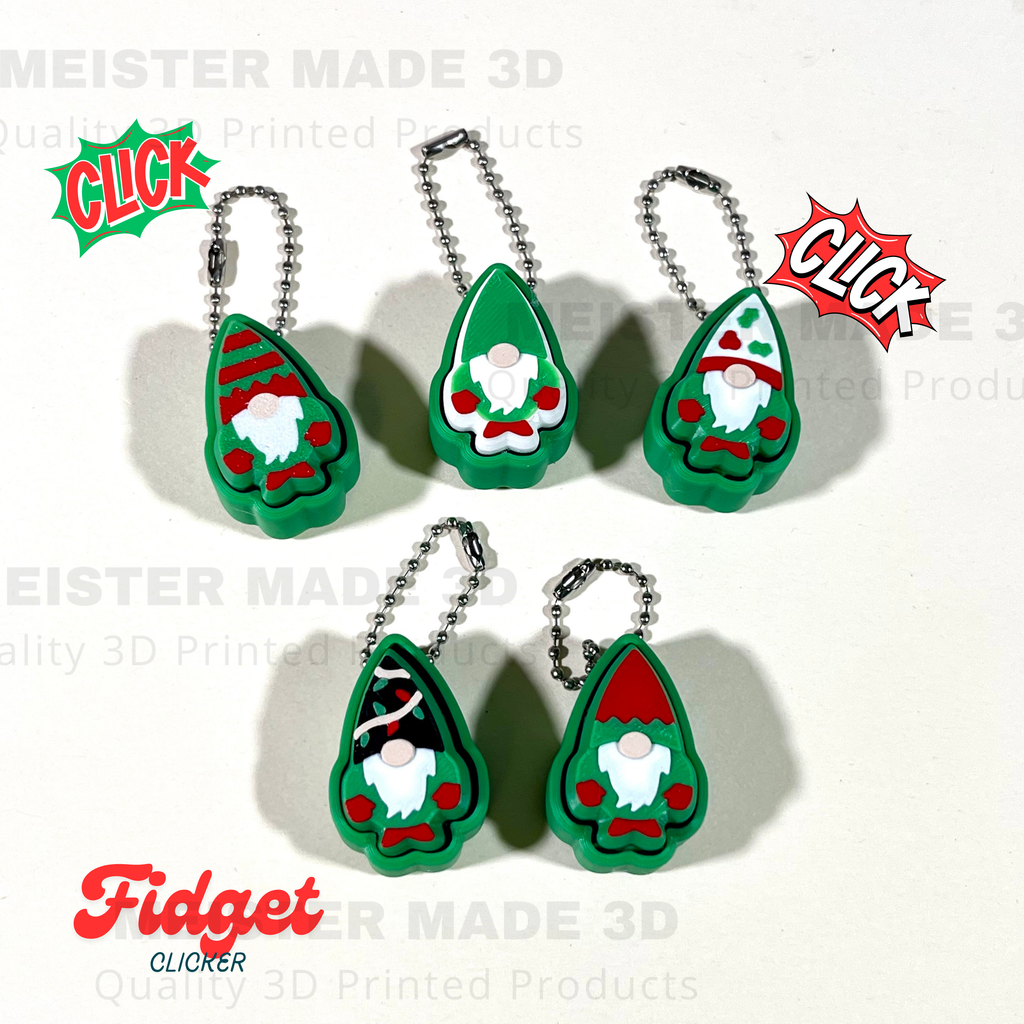 Christmas Gnome Fidget Clicker Keychain