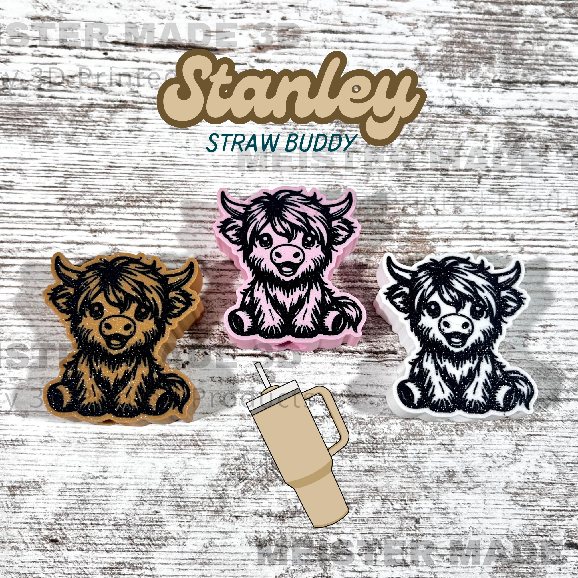 Highland Cow Stanley Tumbler Straw Buddy/Straw Topper available in multiple colors