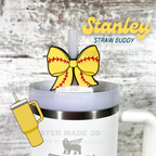Softball Bow Stanley Straw Buddy, 20,30,40oz tumblers