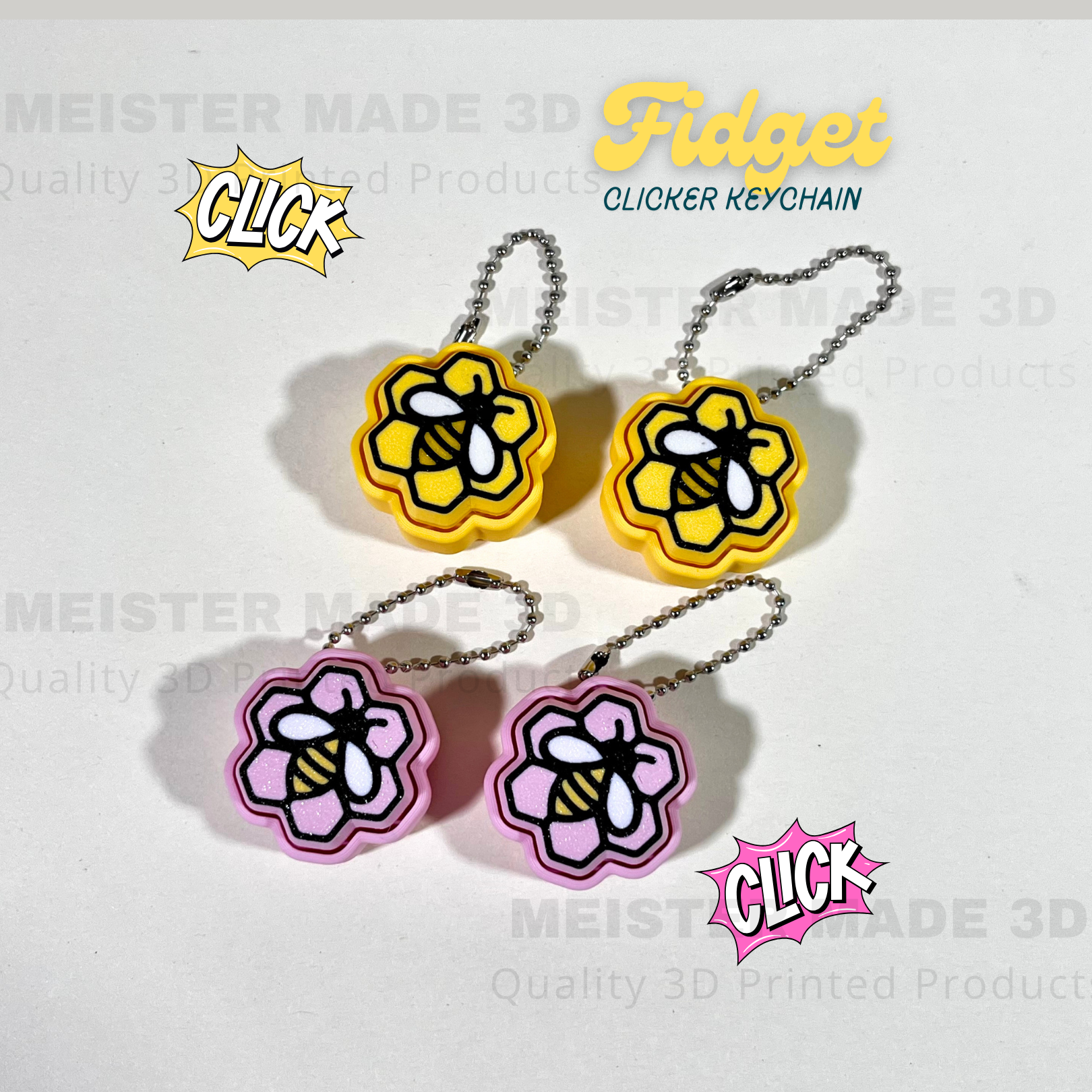 Bumble Bee Fidget Clicker Keychain
