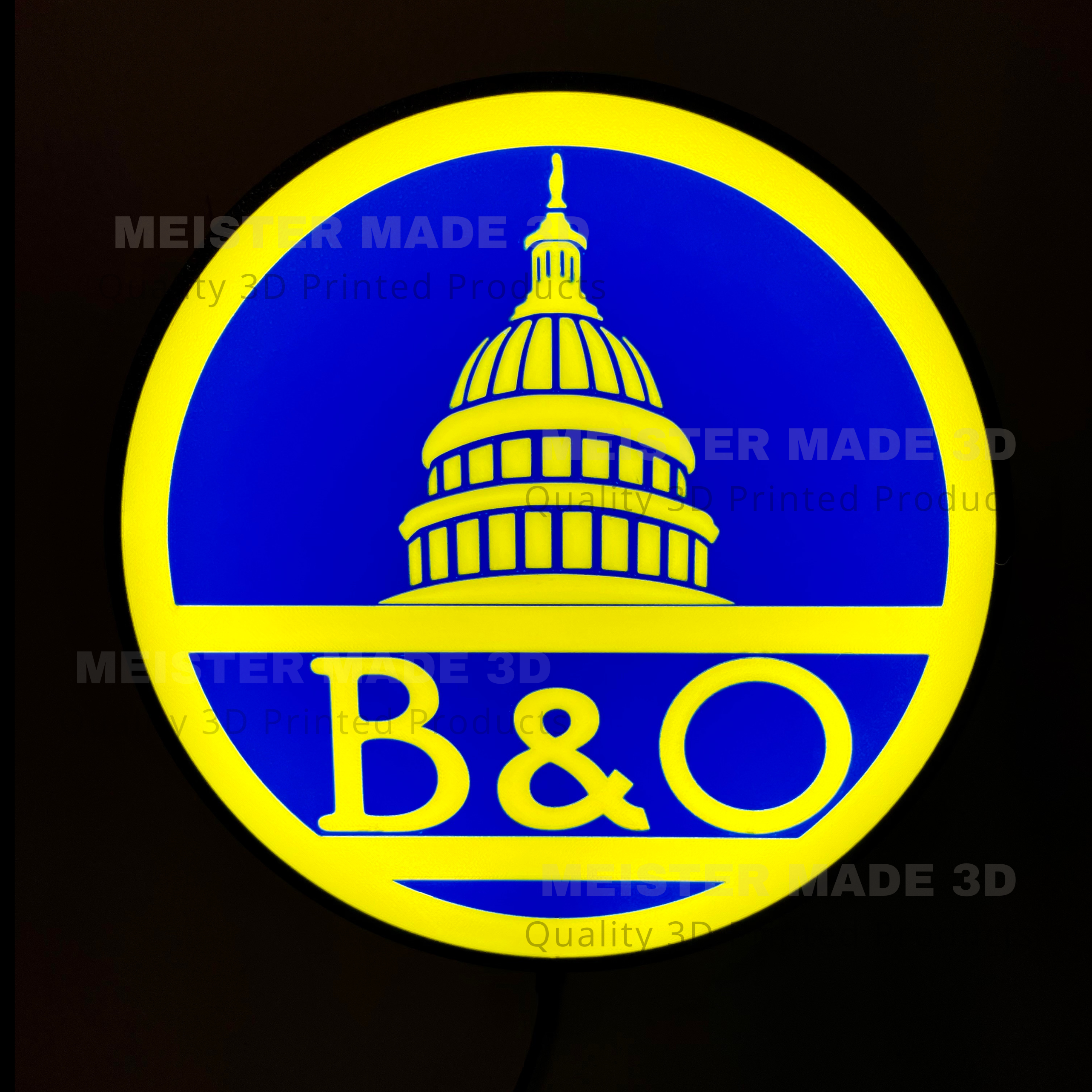 B&O Light Up Sign, train gifts, railroad collector, railroad sign, light up train sign, model railroad gift, illuminated signs, railroad