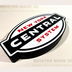 3D-printed New York Central System logo sign on a white background