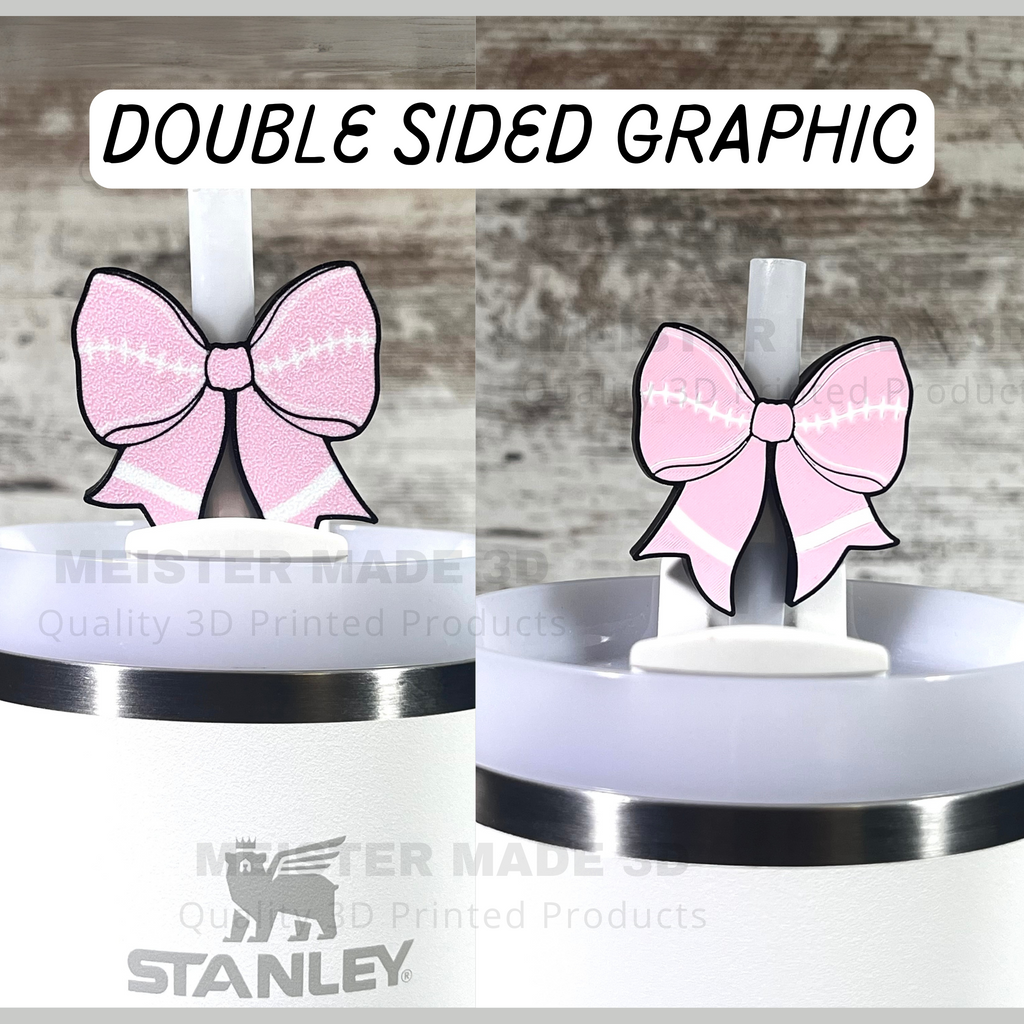Pink Out Football Bow Stanley Straw Buddy, 20,30,40oz tumblers