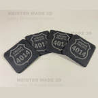 Set of four Union Pacific 4014 coasters on a light background with 'Meister Made 3D' branding watermarked across image.