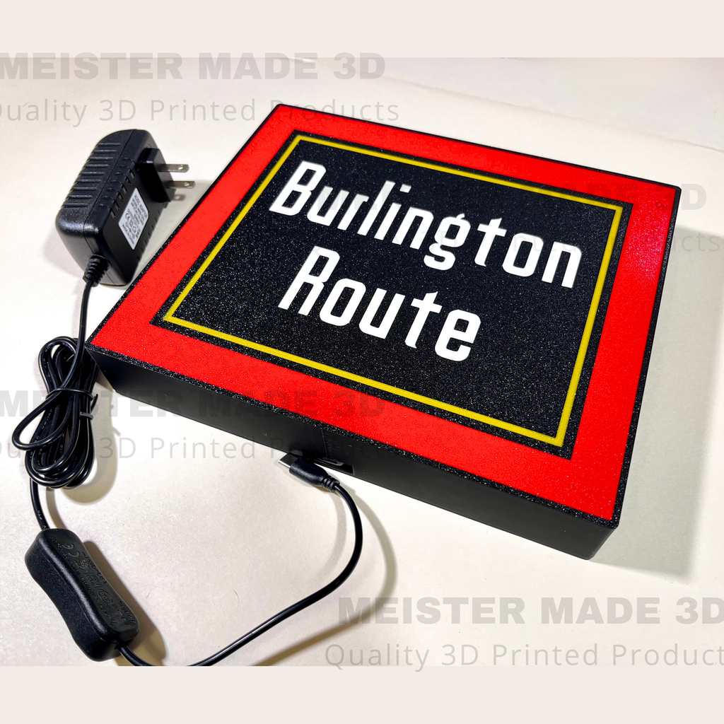 Burlington Route LED Illuminated Train Sign