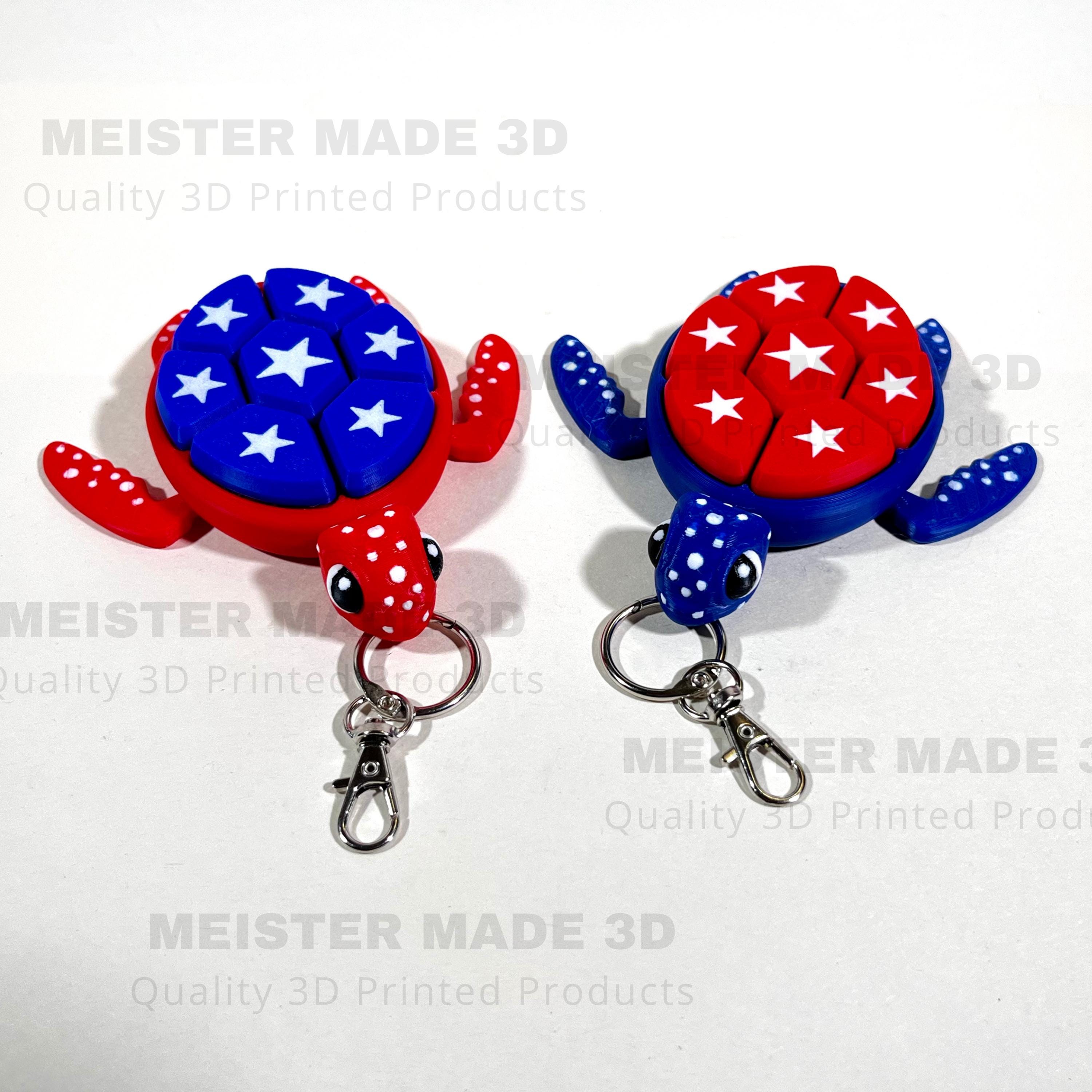 Turtle Fidget Clickers, Patriotic Series, Desktop and Keychains, Sensory Toy, Autism, ADHD, Stress, Anxiety Relief, ASMR, cute fidget toys