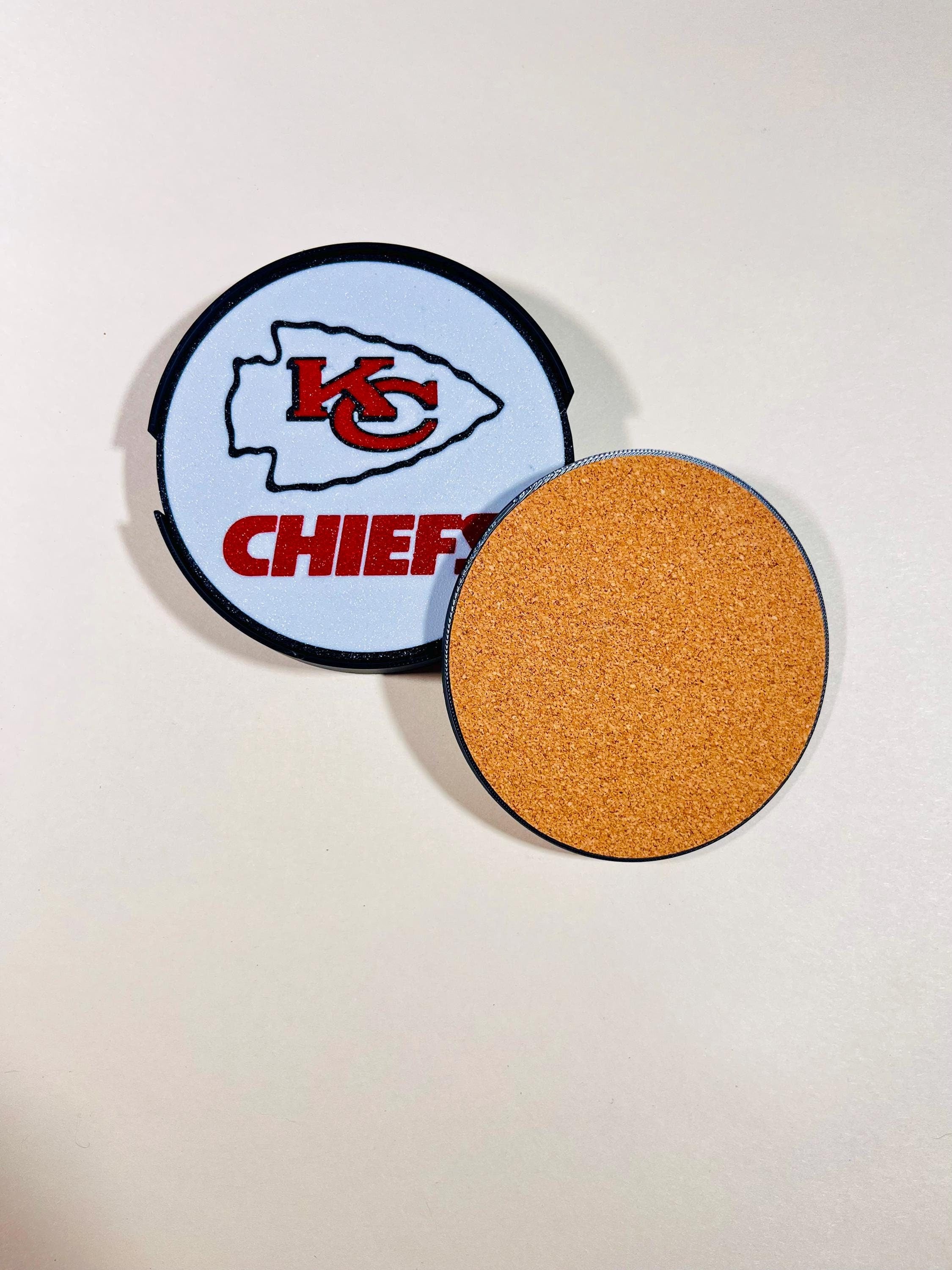 4pc KC, Chief, coaster set with holder, Kansas City, football fan, sports lover, football lover gift, football Christmas gifts