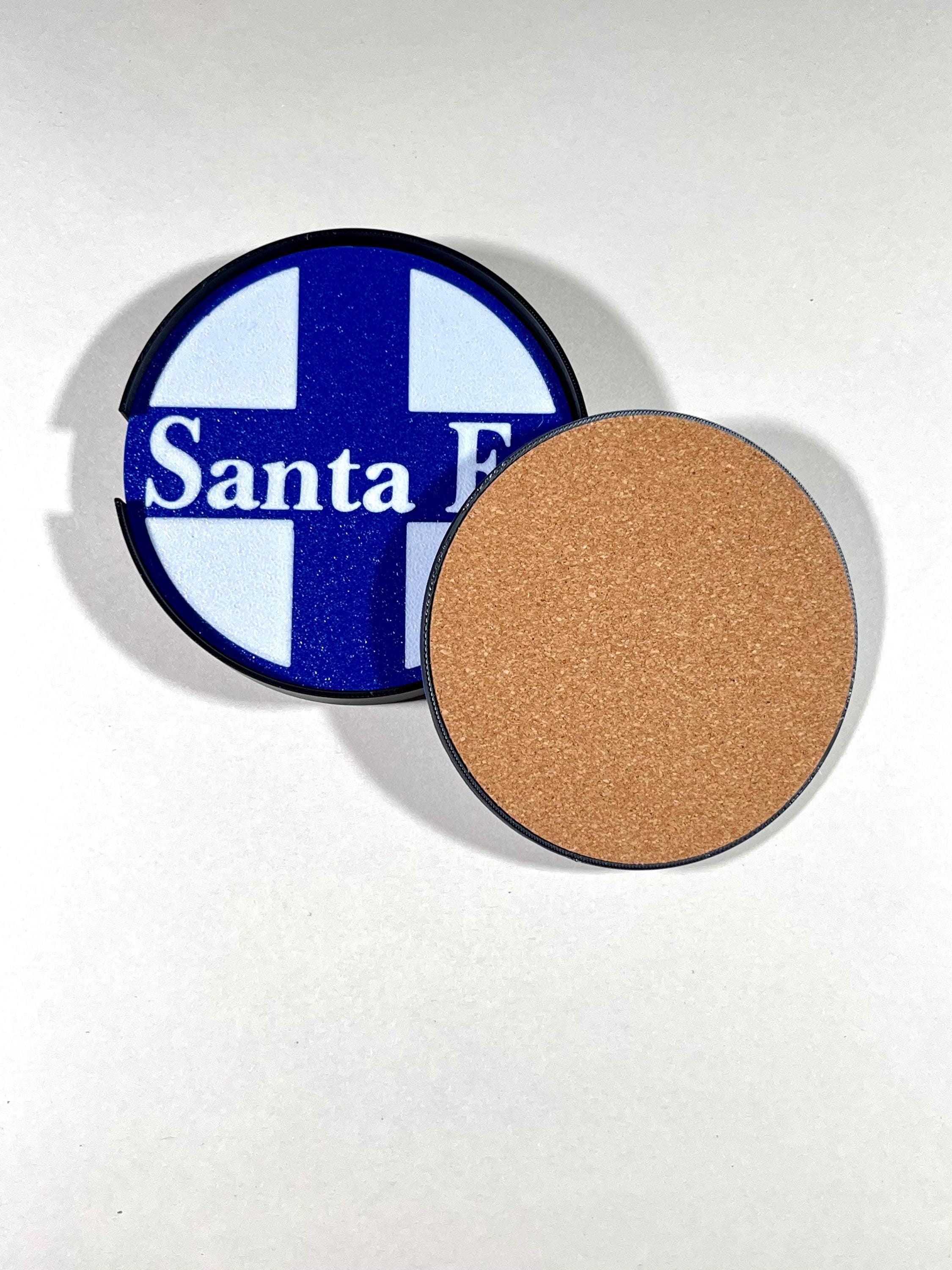 Santa Fe coaster set with holder, railroad coaster set, railroad gift, railroad enthusiast, holiday gifts, train lover, model railroading
