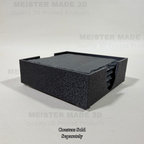 Side profile of a durable 3D printed slate coaster holder with textured finish, designed to hold 4 to 5 standard slate coasters. Coasters sold separately.