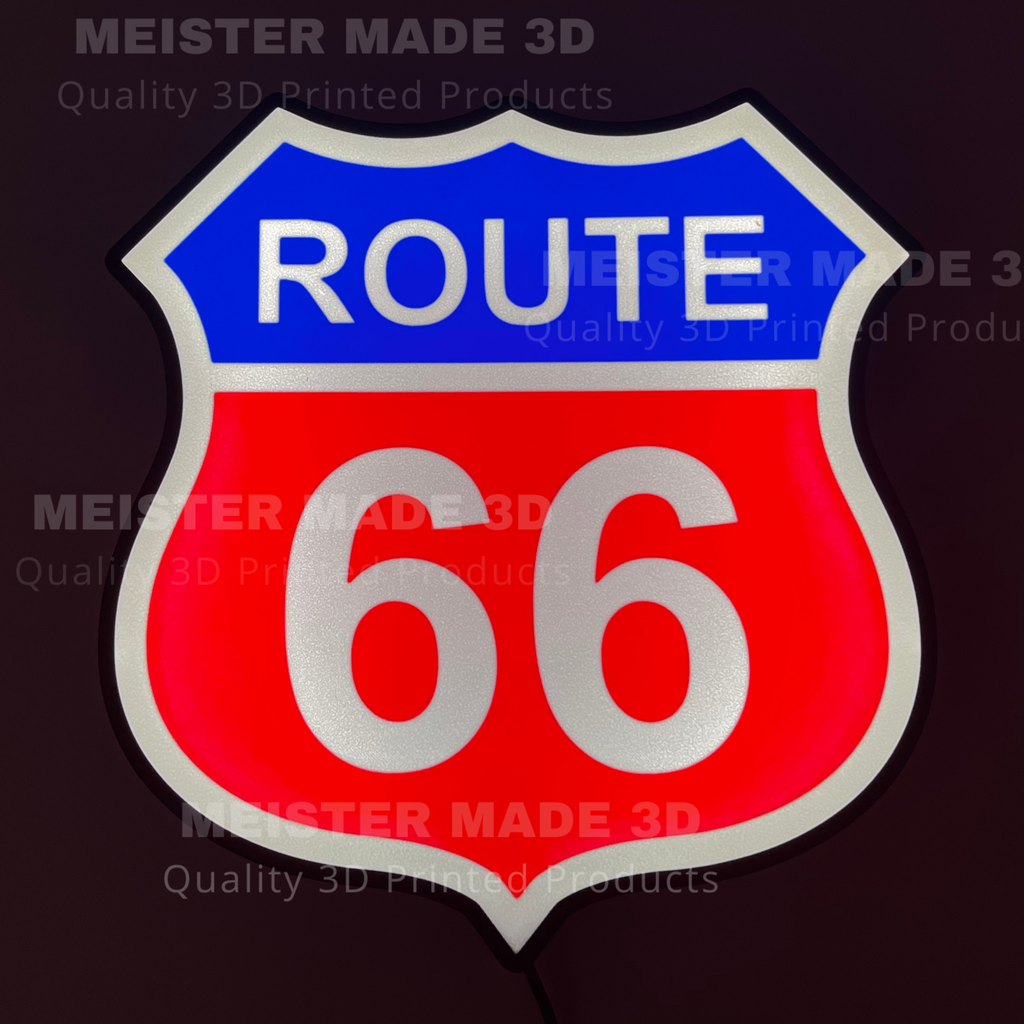 Route 66 LED Illuminated Sign