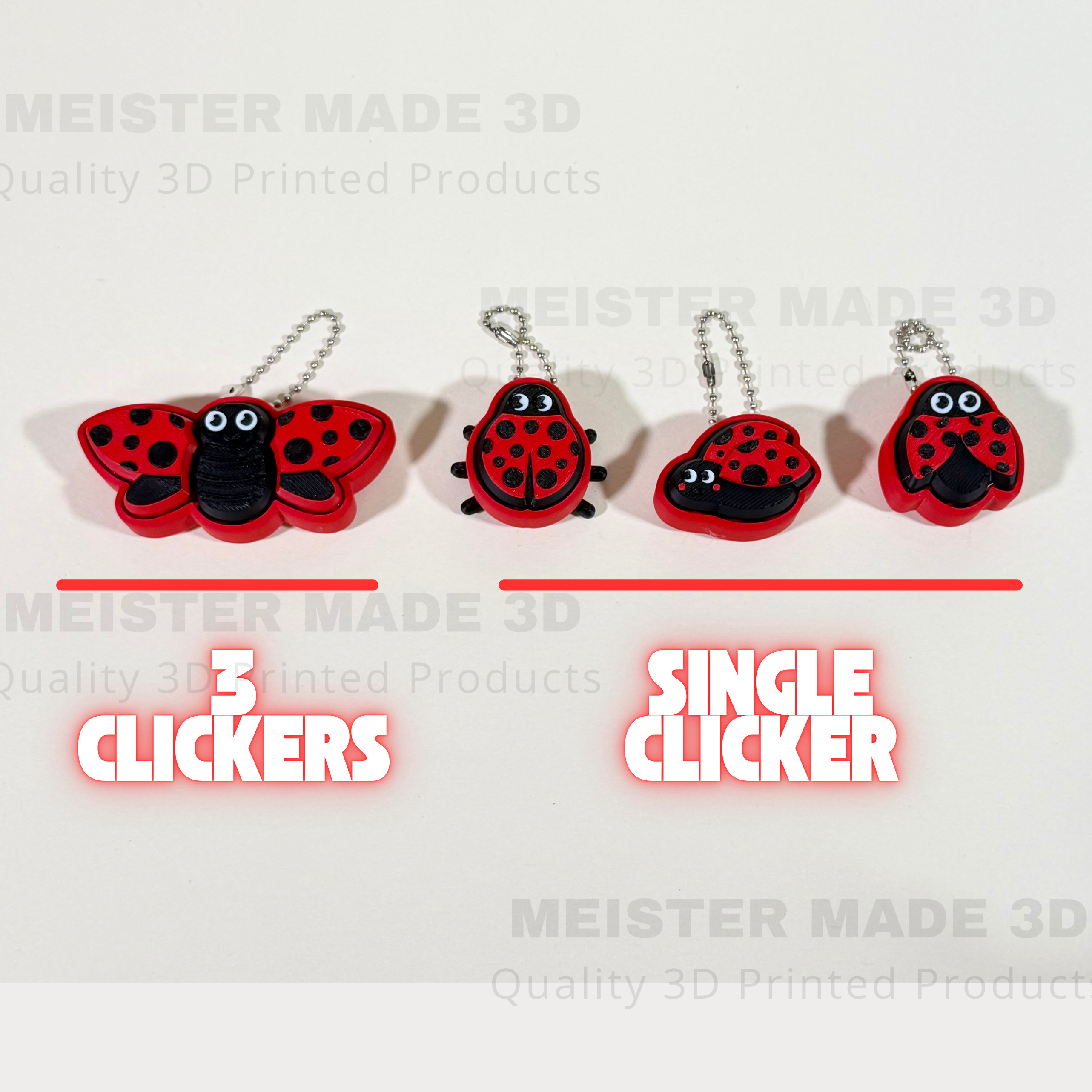 Ladybug Fidget Clicker Keychain