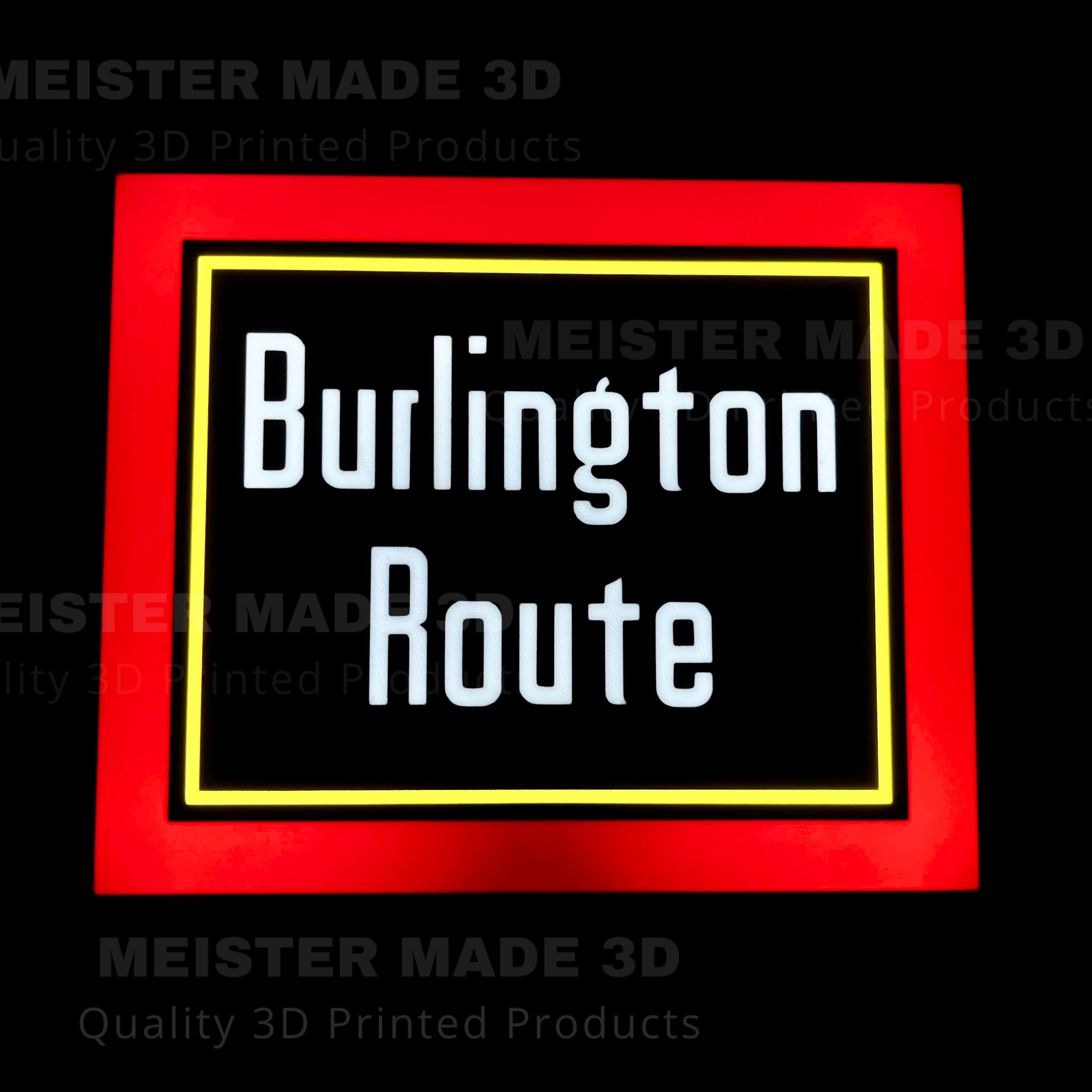 Burlington Route LED Illuminated Train Sign