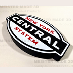 3D-printed New York Central System logo sign on a white background