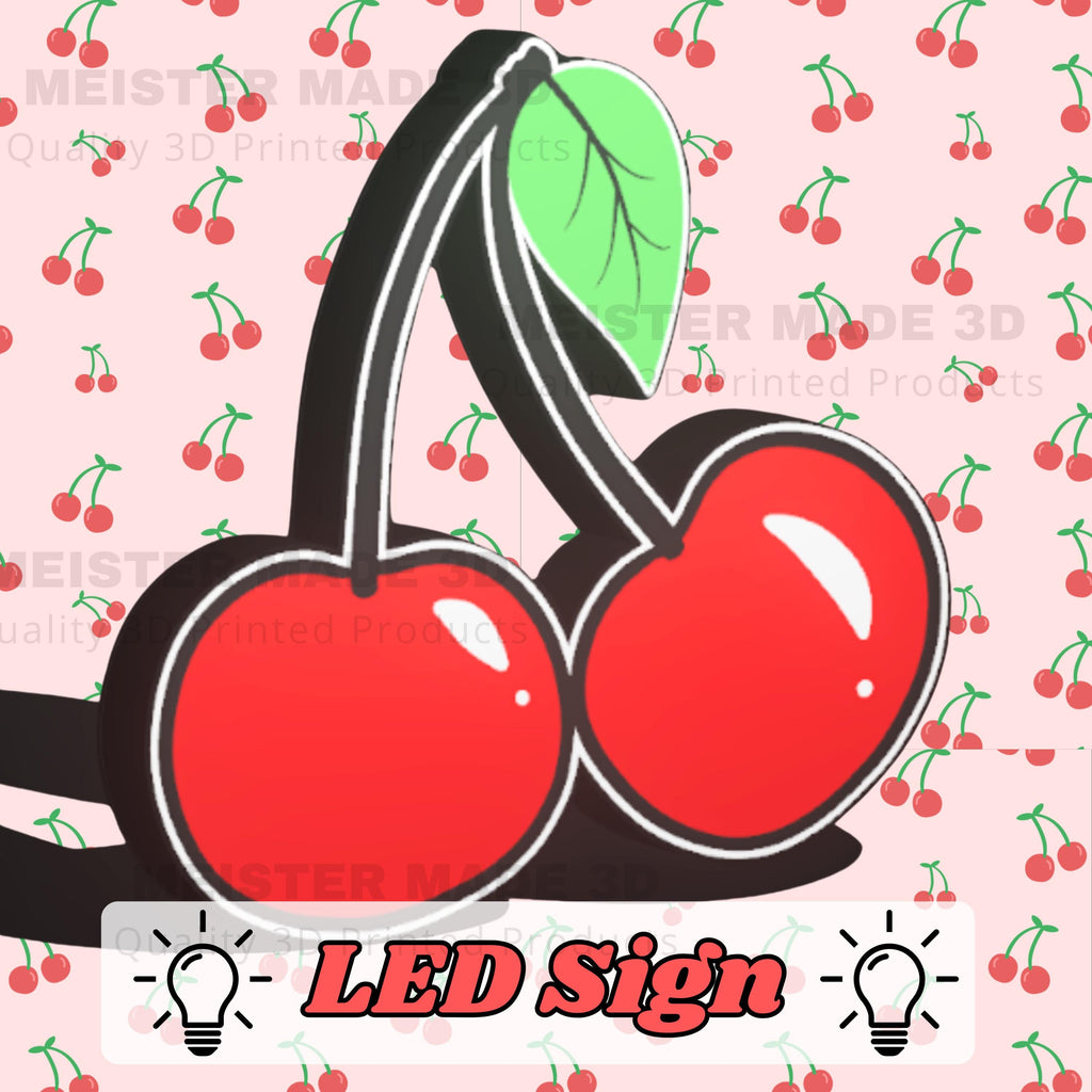 Cherry Light Box Sign, Cute 3D Printed LED Decor, Cherry wall art, Summer Aesthetic Gift, illuminated sign, trending wall sign, cute fruit