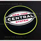New York Central System logo on a dark background, illuminated. 'MEISTER MADE 3D' branding watermarked across image.