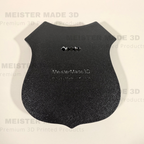 Rear side of sign displaying the multiple adjustable hanging points. The words meistermade 3d and made in kansas are engraved on the back of the sign