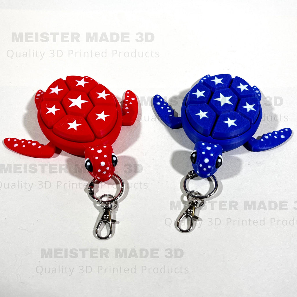 Turtle Fidget Clickers, Patriotic Series, Desktop and Keychains, Sensory Toy, Autism, ADHD, Stress, Anxiety Relief, ASMR, cute fidget toys