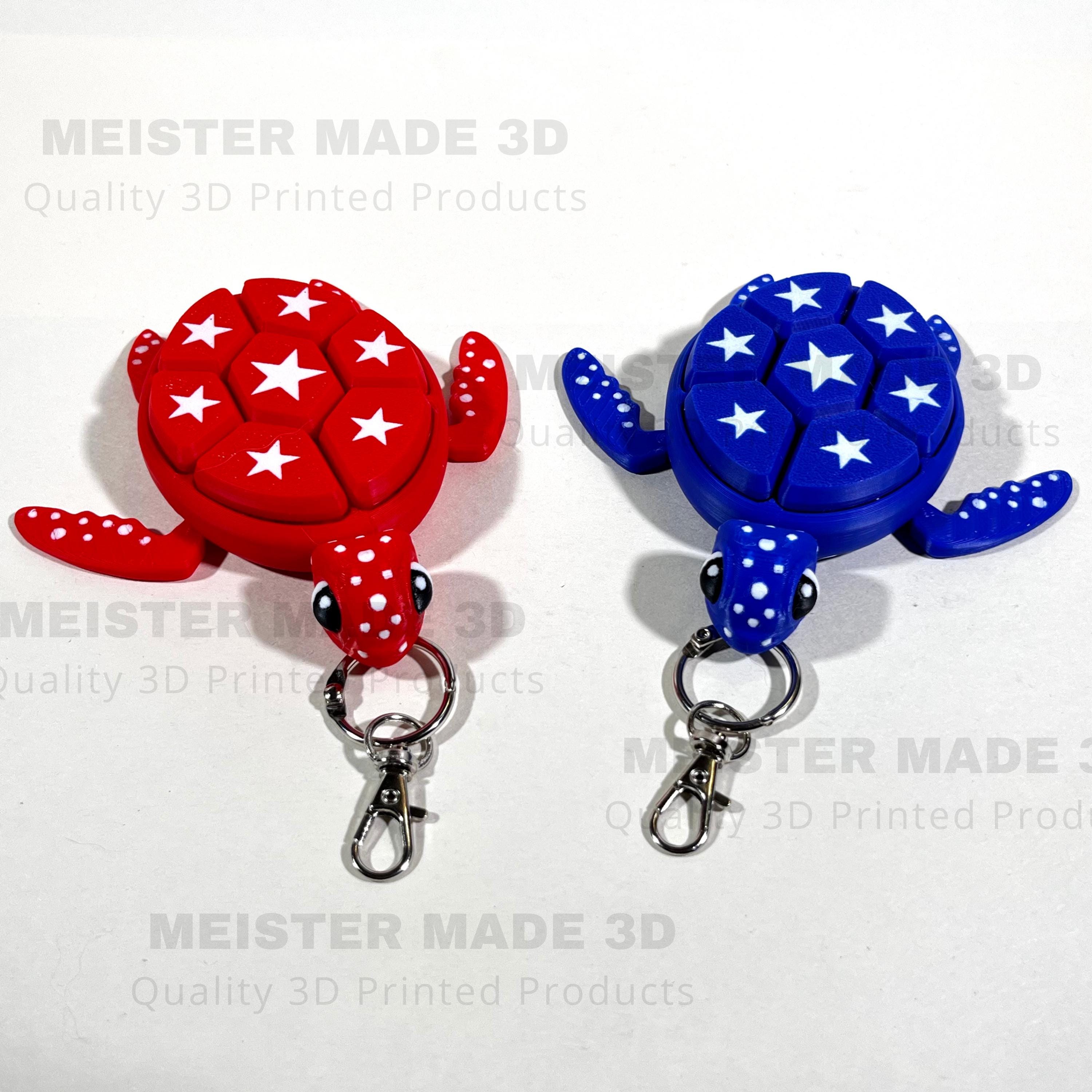 Turtle Fidget Clickers, Patriotic Series, Desktop and Keychains, Sensory Toy, Autism, ADHD, Stress, Anxiety Relief, ASMR, cute fidget toys