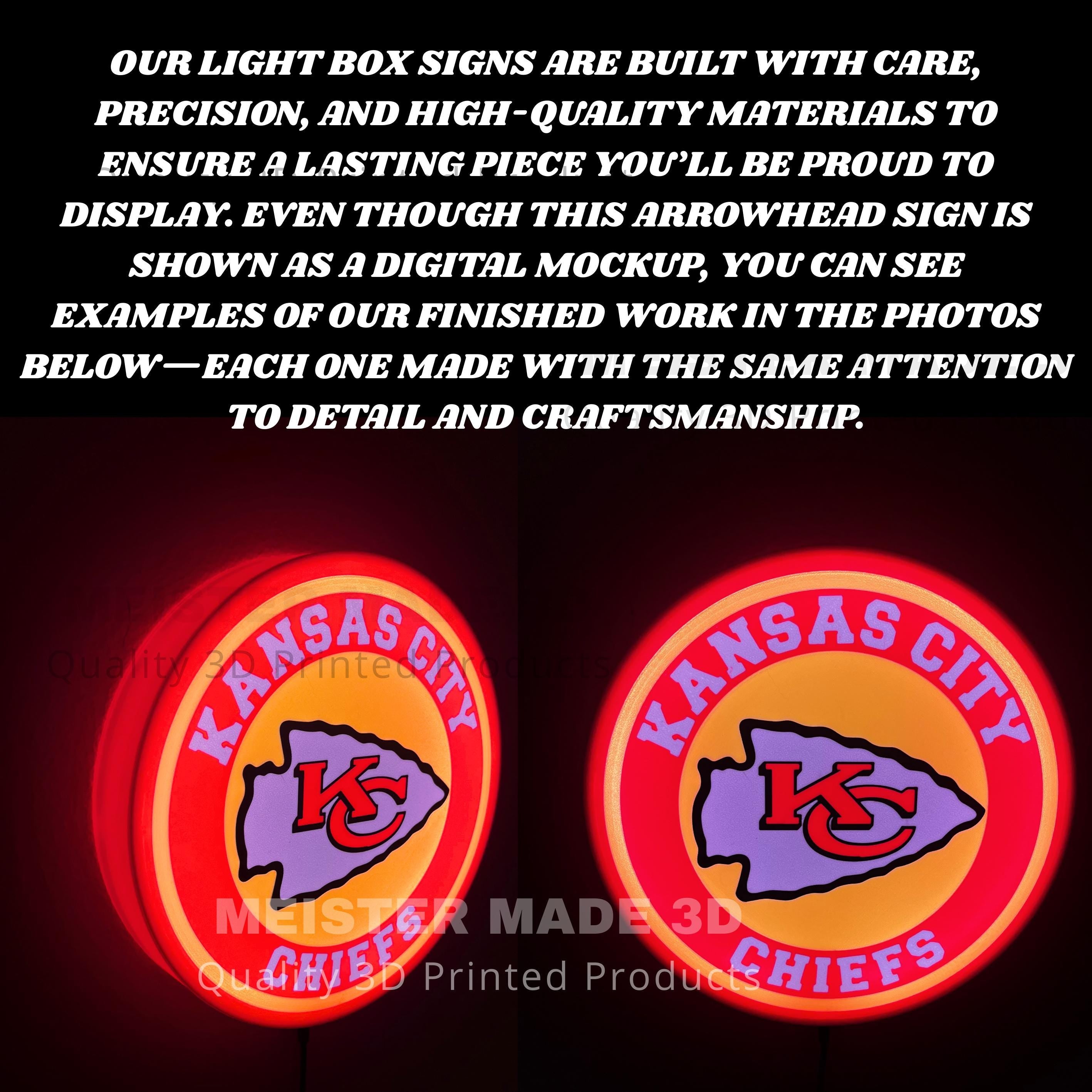 KC, Light Up Sign, Football, Kansas City, LED Sign, Chief, gift for football lover, illuminated sign, sports gifts, arrowhead