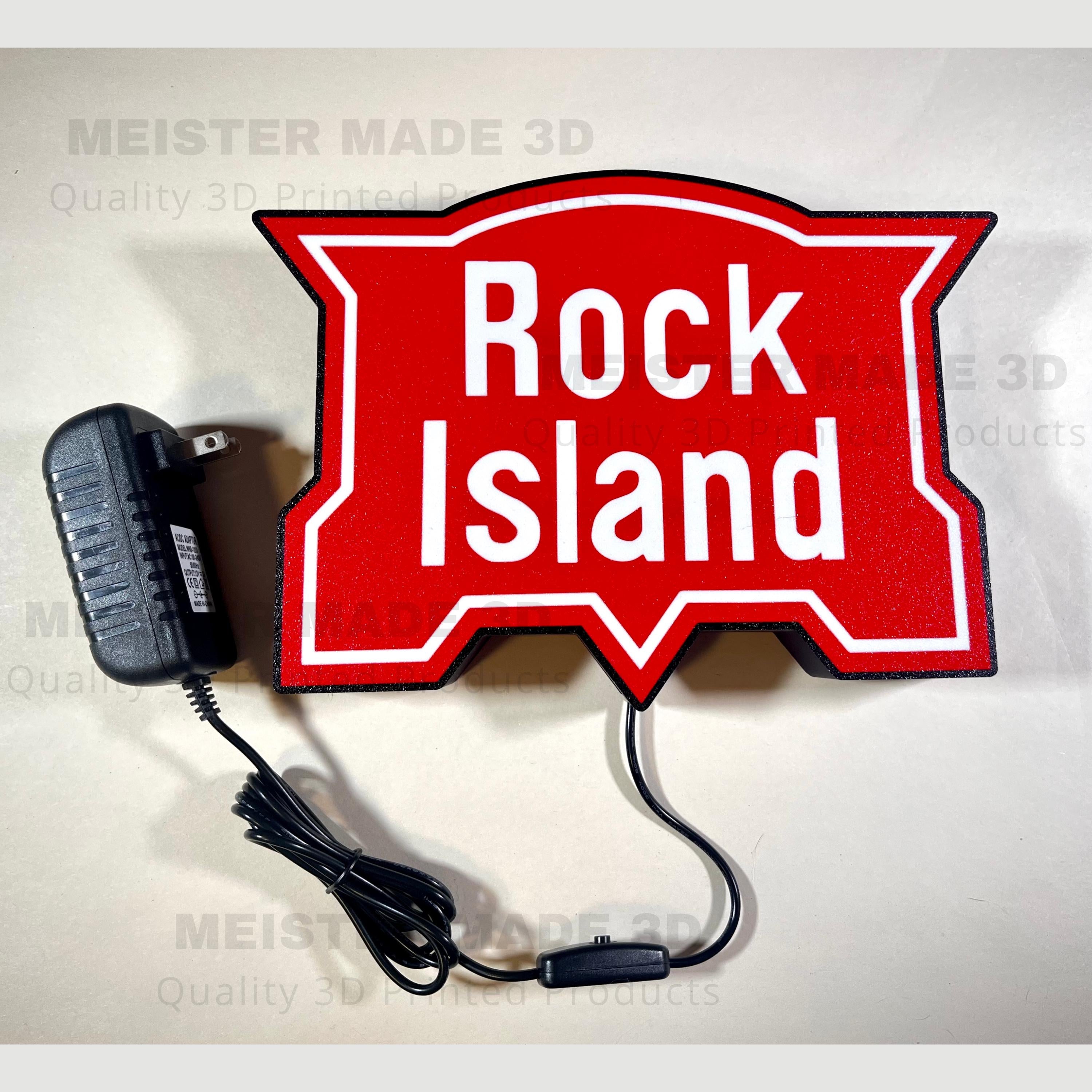 Rock Island light up sign, train gifts, railroad collector, railroad sign, light up train sign, model railroad gift, illuminated signs