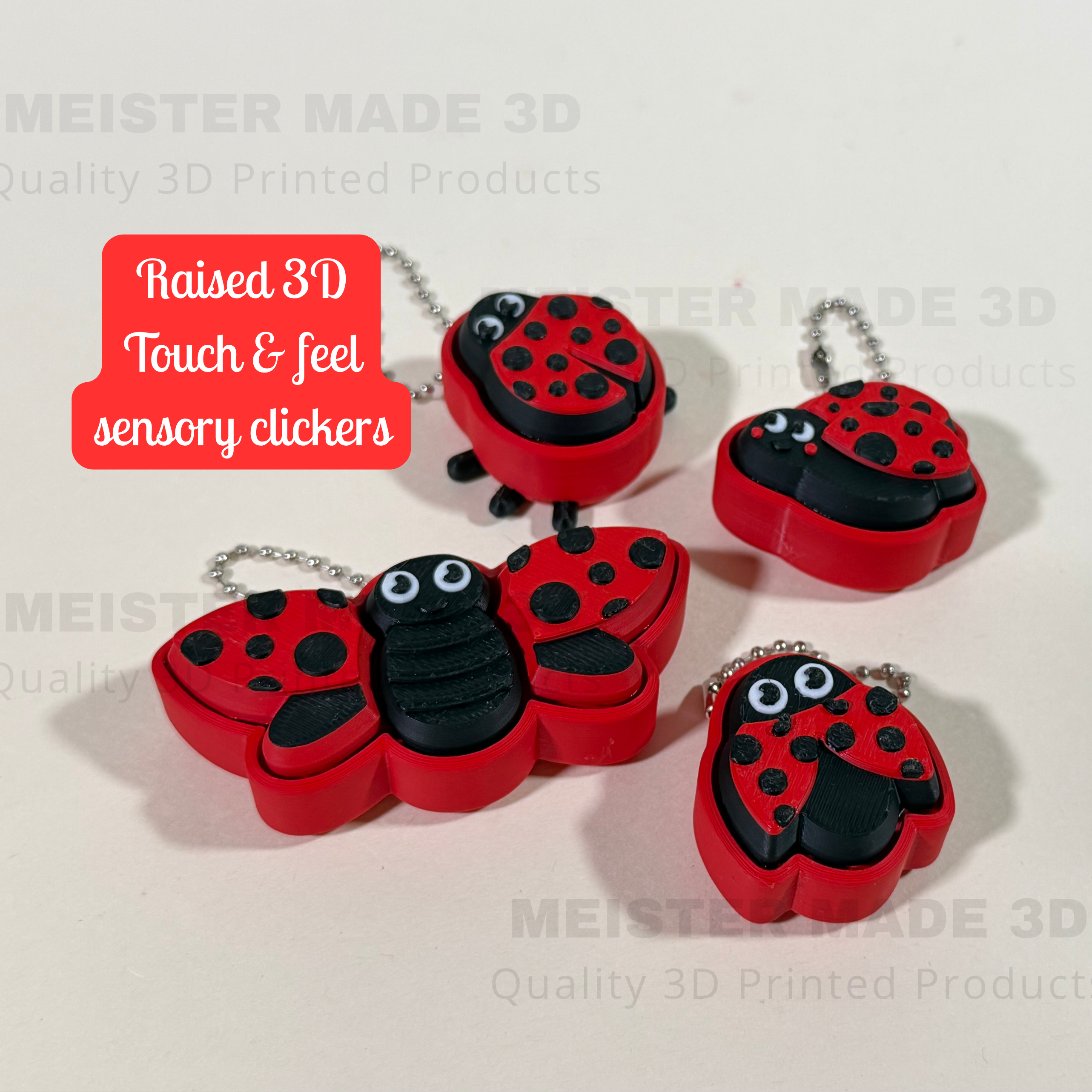 Ladybug Fidget Clicker Keychain