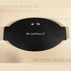 Back of sign. MeisterMade3D branding and adjustable hanging positions are on back.