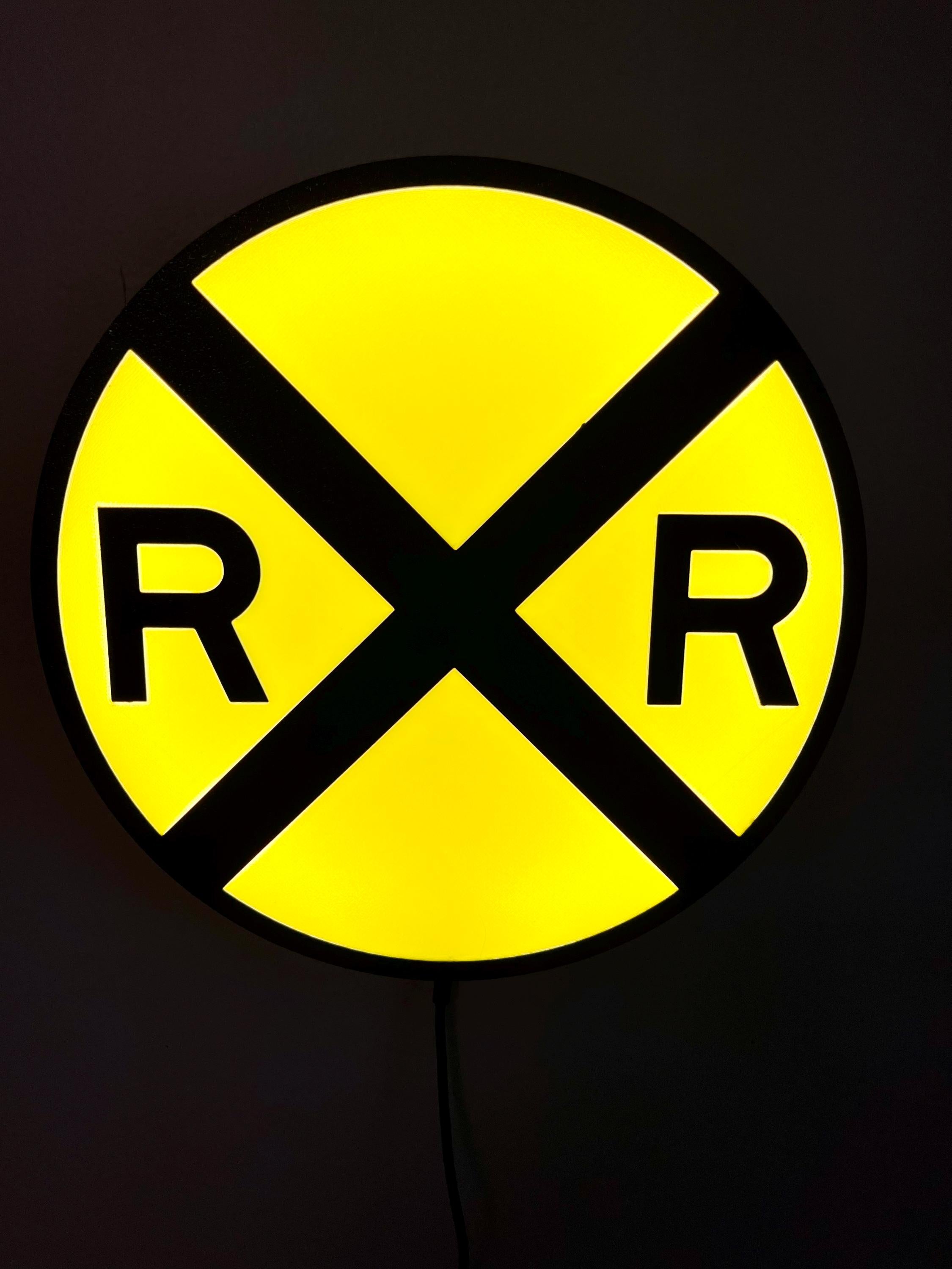 Railroad Light Up Sign, RR Crossing, light up train sign, sign for kids room, illuminated signs, train gifts, LED Sign, railroad gifts