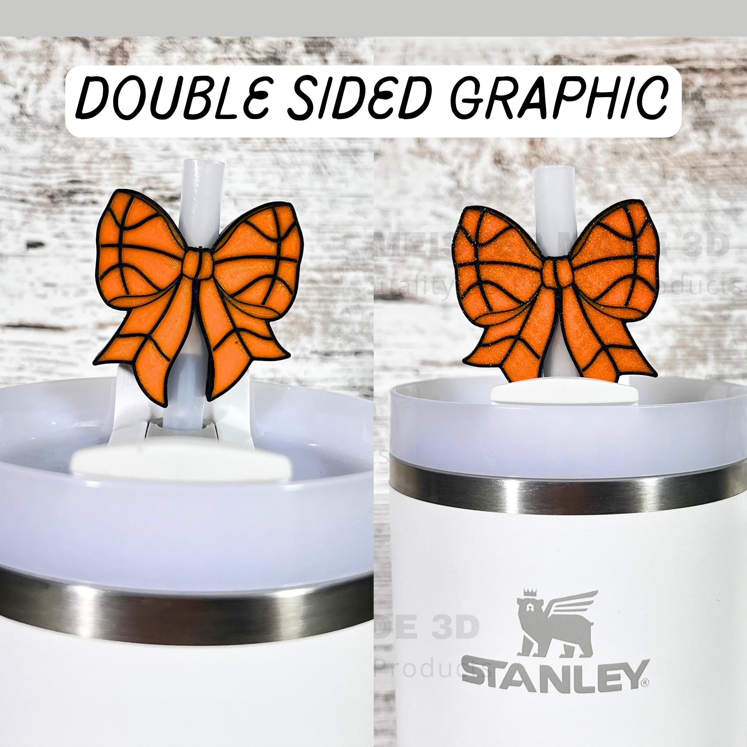 Basketball Bow Stanley Straw Buddy, Stanley Accessories, Straw Topper, trending Stanley, Christmas gifts, tumbler accessories, sports gifts