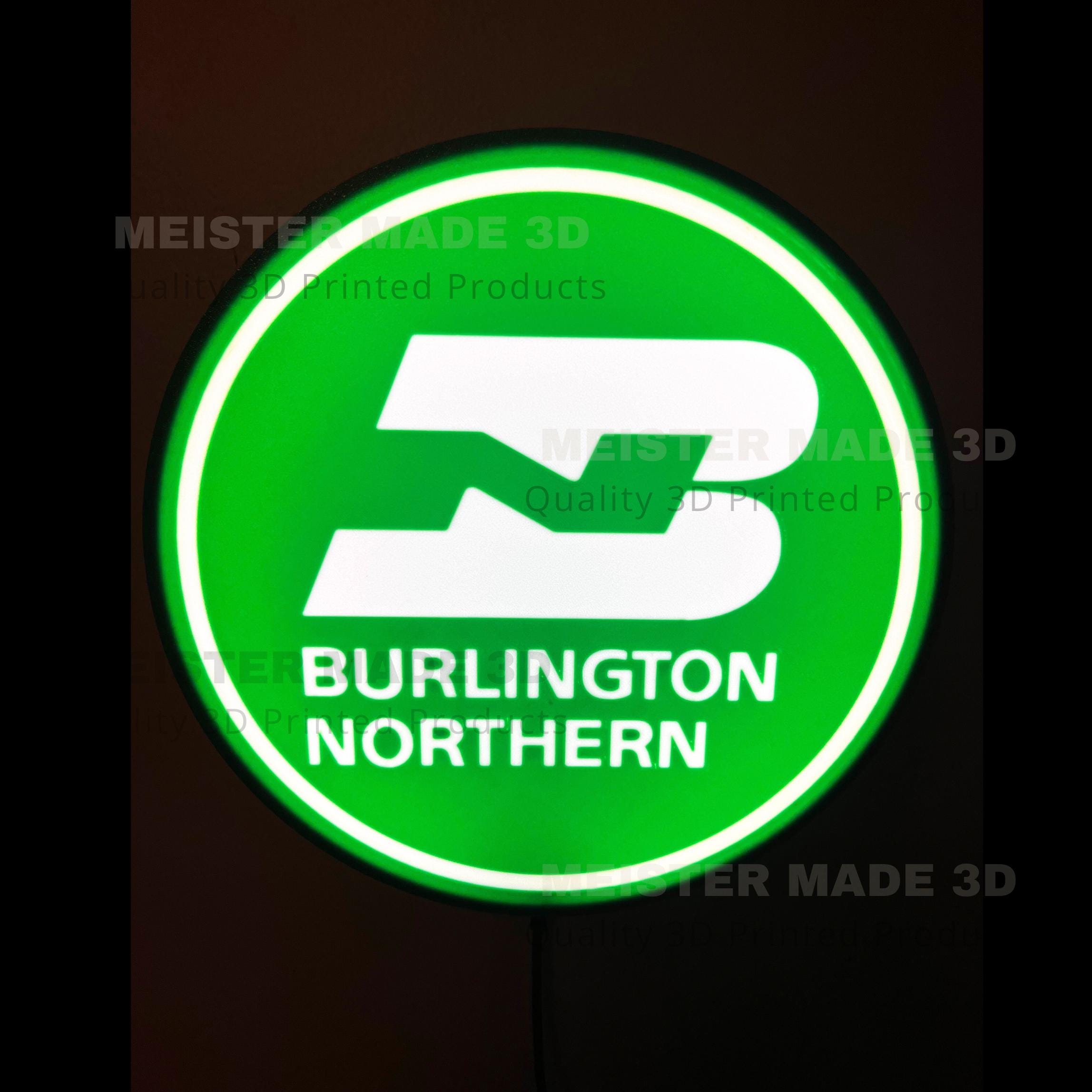 Burlington Northern light up sign, train gifts, railroad collector, railroad sign, train sign, model railroad gift, illuminated signs