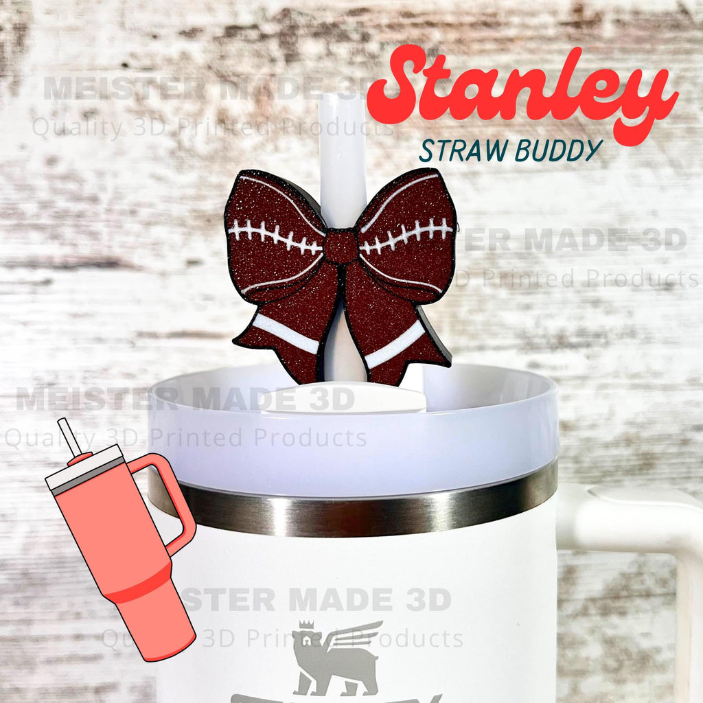 Football Bow Stanley Straw Buddy, Stanley Accessories, Straw Topper, trending Stanley, Christmas gifts, tumbler accessories, sports gifts