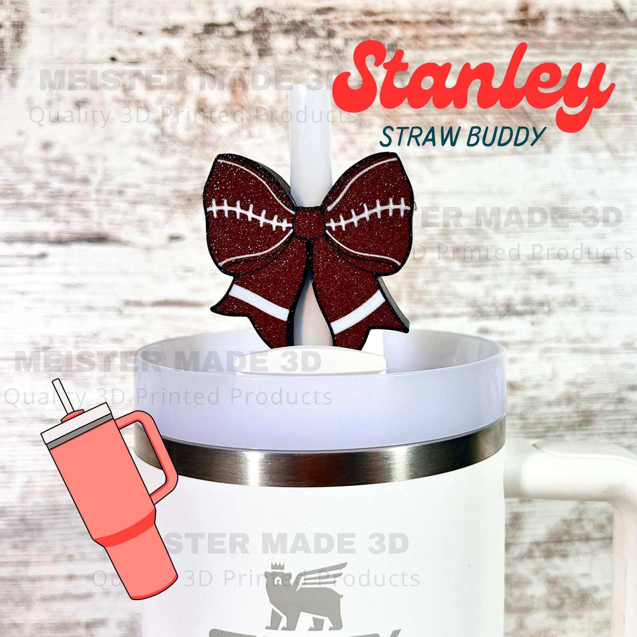 Football Bow Stanley Straw Buddy, Stanley Accessories, Straw Topper, trending Stanley, Christmas gifts, tumbler accessories, sports gifts