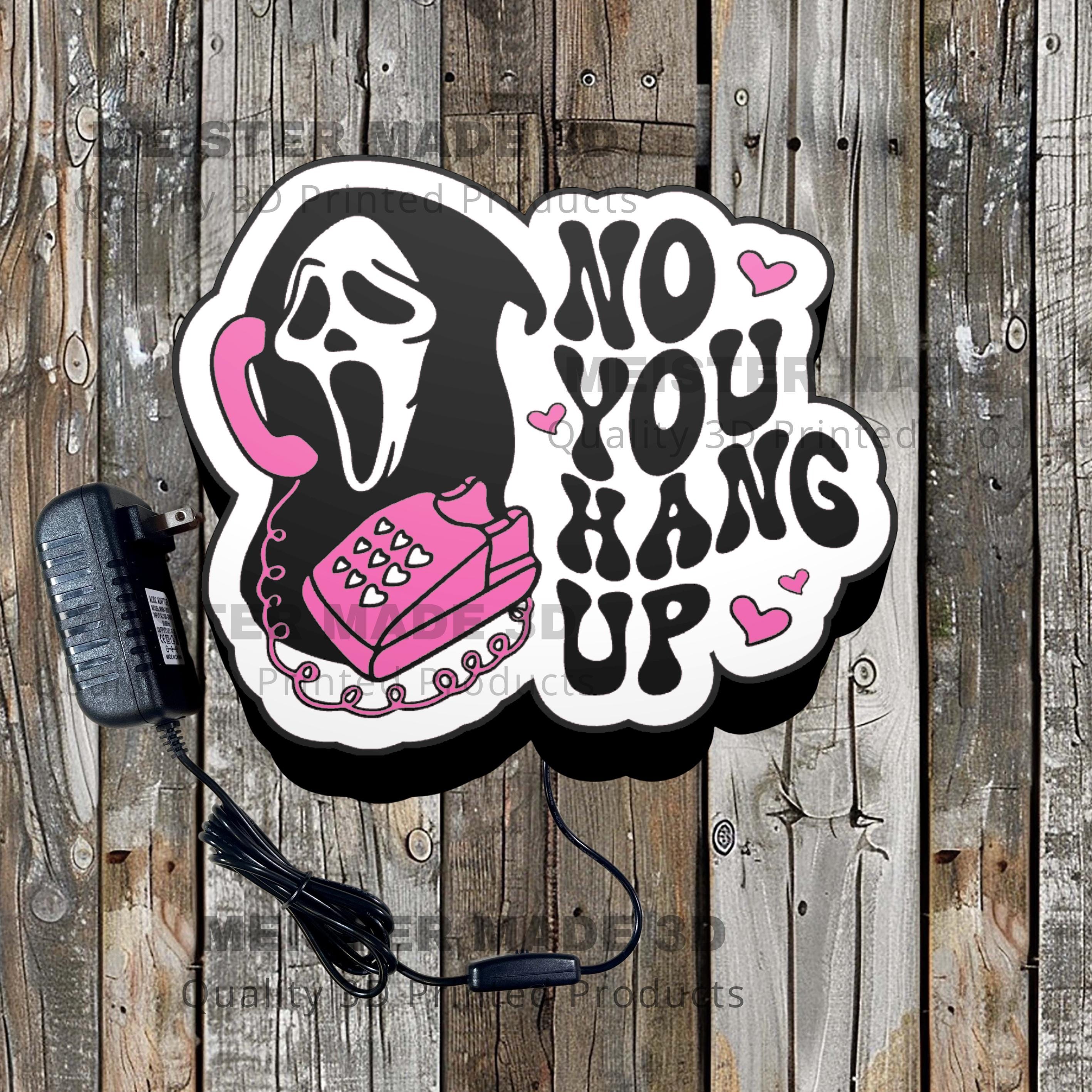 No you hang up, LED sign, pink Halloween illuminated sign, scream face, Halloween decor, home decor, vintage, ghostface, fall decor