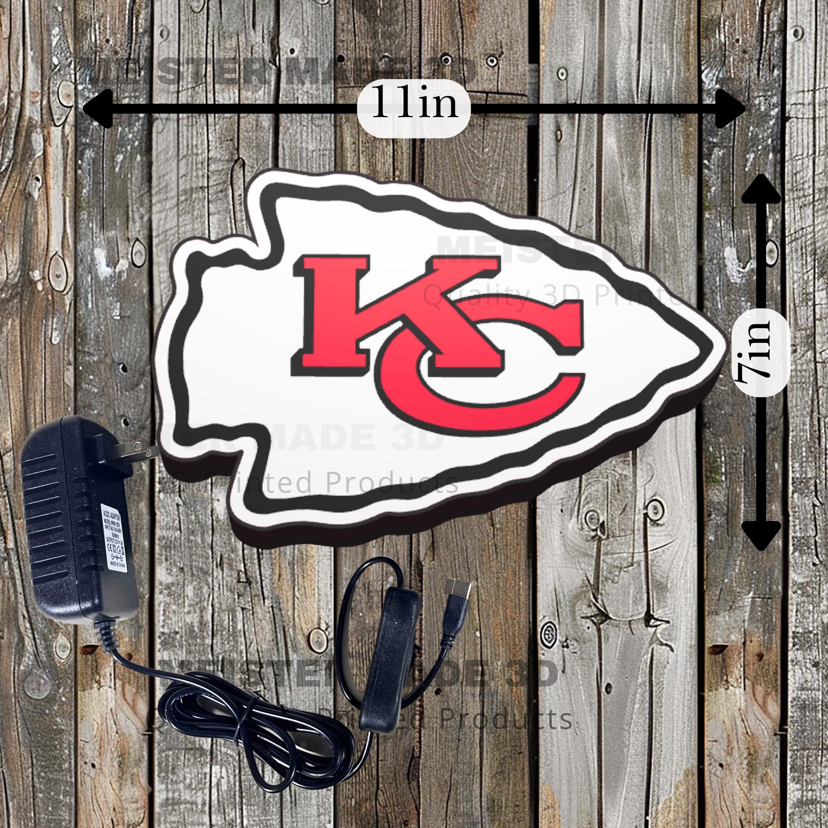 KC, Light Up Sign, Football, Kansas City, LED Sign, Chief, gift for football lover, illuminated sign, sports gifts, arrowhead