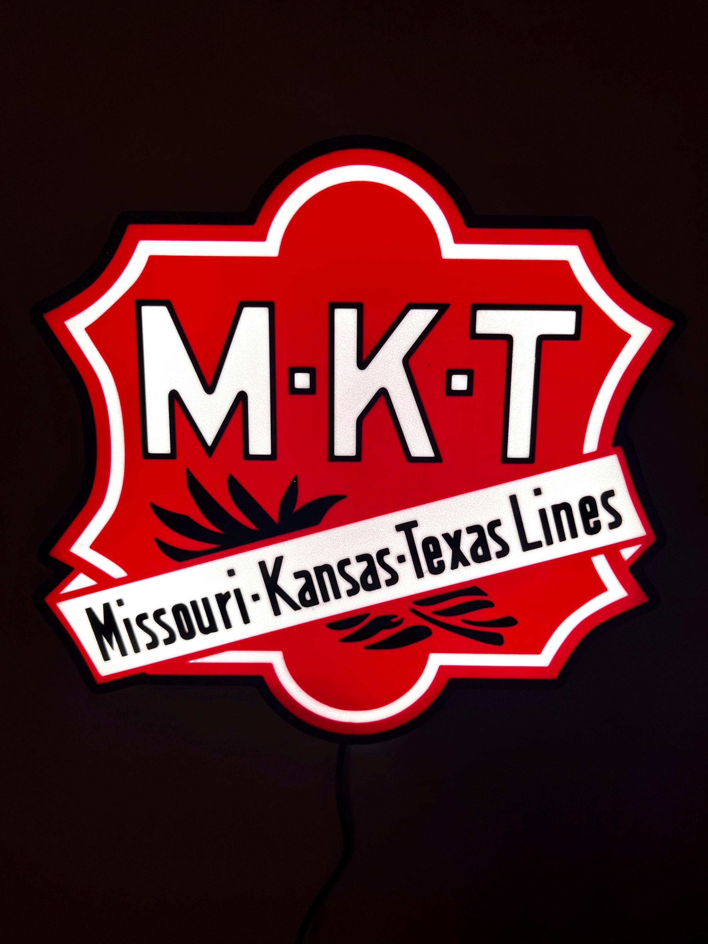 MKT, light up sign, train gifts, railroad collector, railroad sign, light up train sign, model railroad gift, illuminated signs, Mo, Ks, Tx