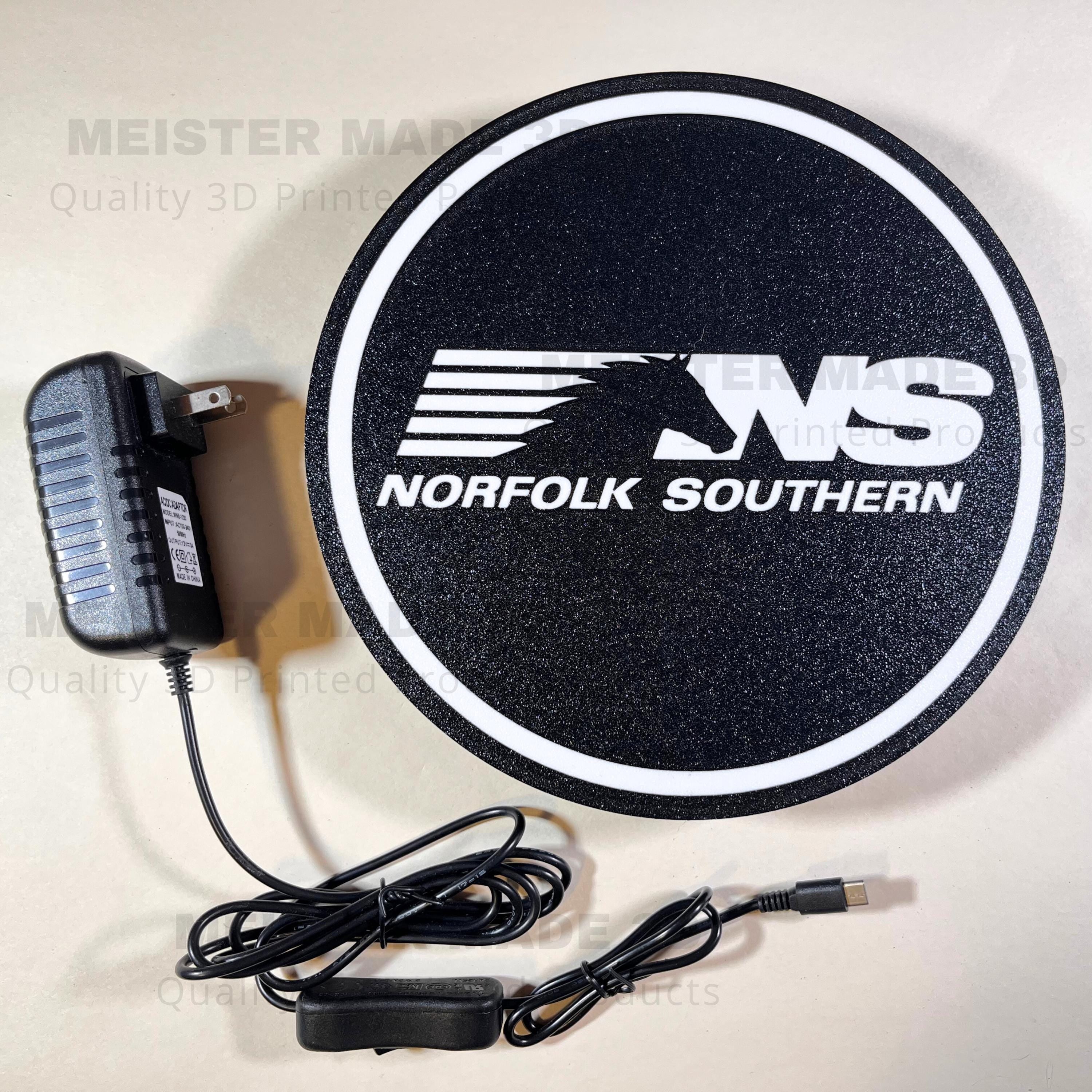 NS, Light Up Sign, LED Sign, train gifts, railroad collector, railroad sign, light up train sign, model railroad gift, Norfolk