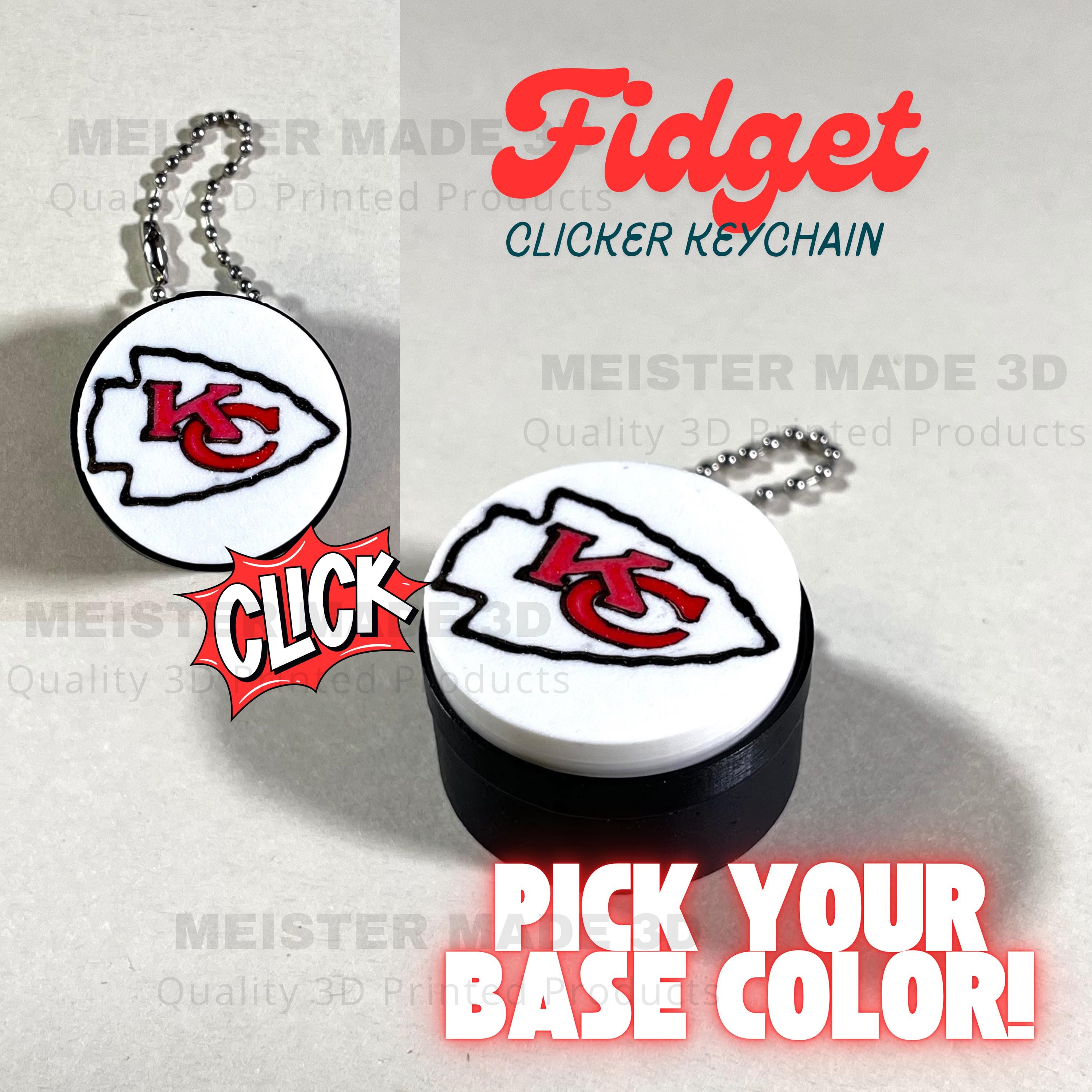 KC, Fidget Clicker Keychain, Kansas City, Arrowhead, sport gifts, ASMR, ADHD toys,  Desktop Toy, Sensory Toy, Autism, Chief, Stress, Anxiety