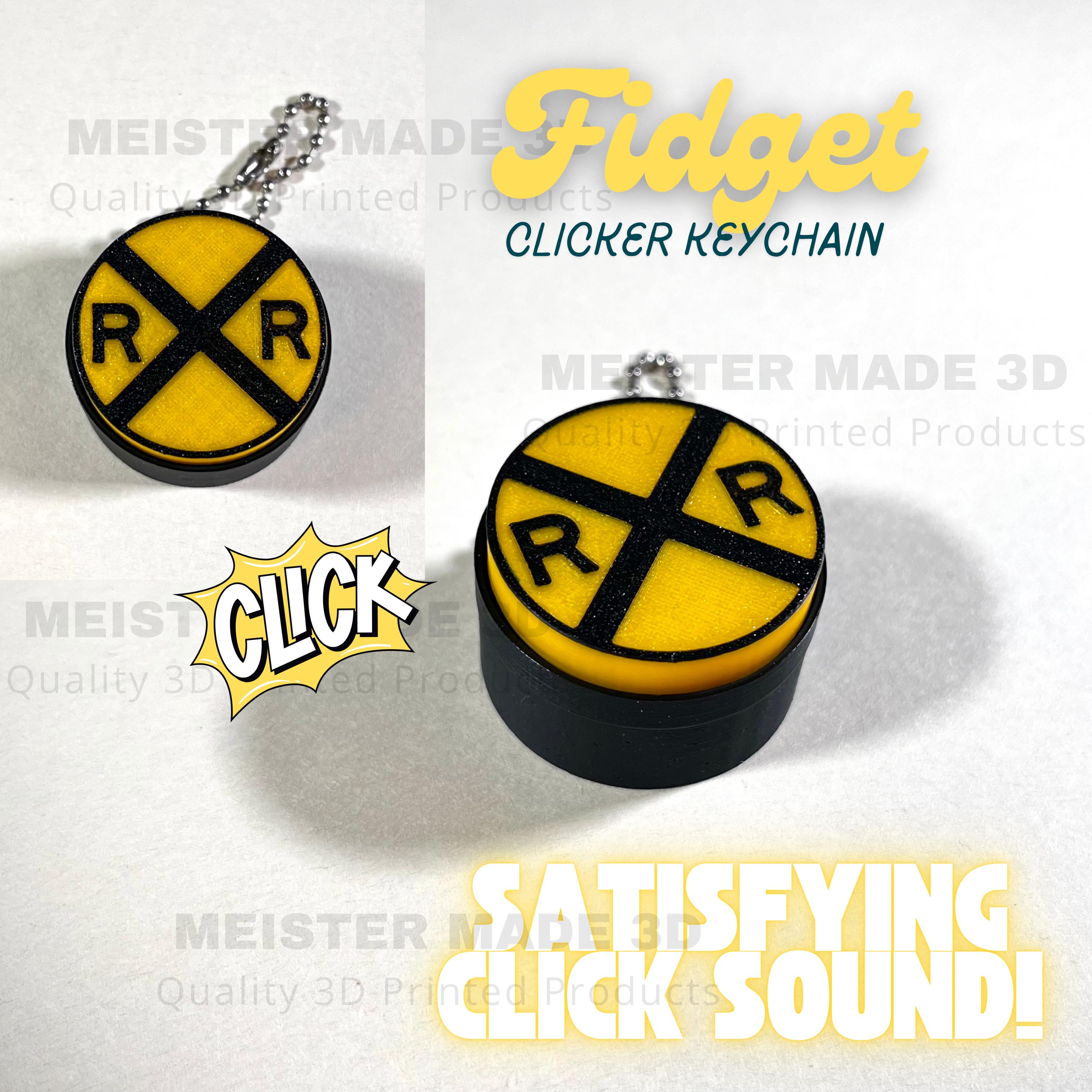 Railroad Fidget Clicker Keychain, train gifts, railroad collector, model railroad gift, Stanley accessories, train enthusiast, ASMR, ADHD