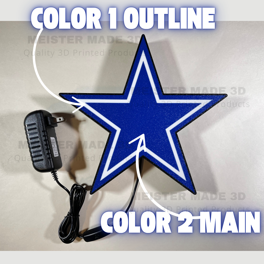 Cowboy, light up sign, LED sign, gift for football lover, illuminated sign, star, sports gifts, trending sports gifts, Dallas, customizable