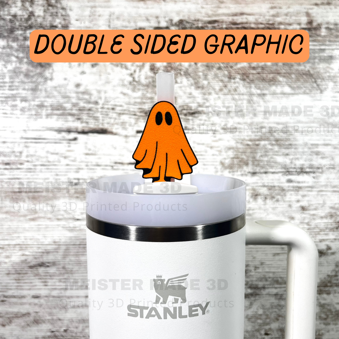 Cute ghost Stanley straw buddy topper,  Stanley Accessories, trending tumbler accessories, cute fall gifts, Halloween boo basket gifts