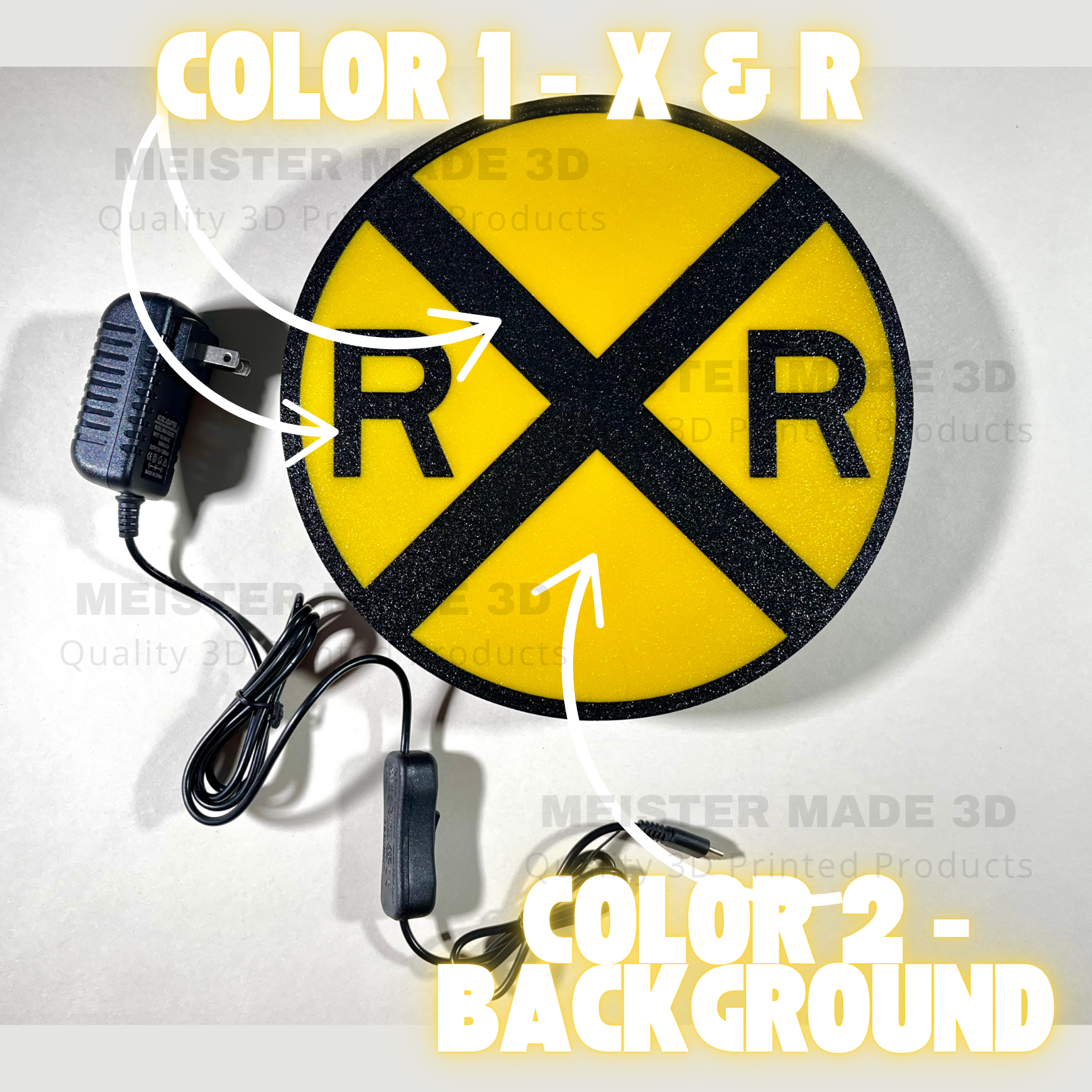Railroad Light Up Sign, RR Crossing, light up train sign, sign for kids room, illuminated signs, train gifts, LED Sign, railroad gifts