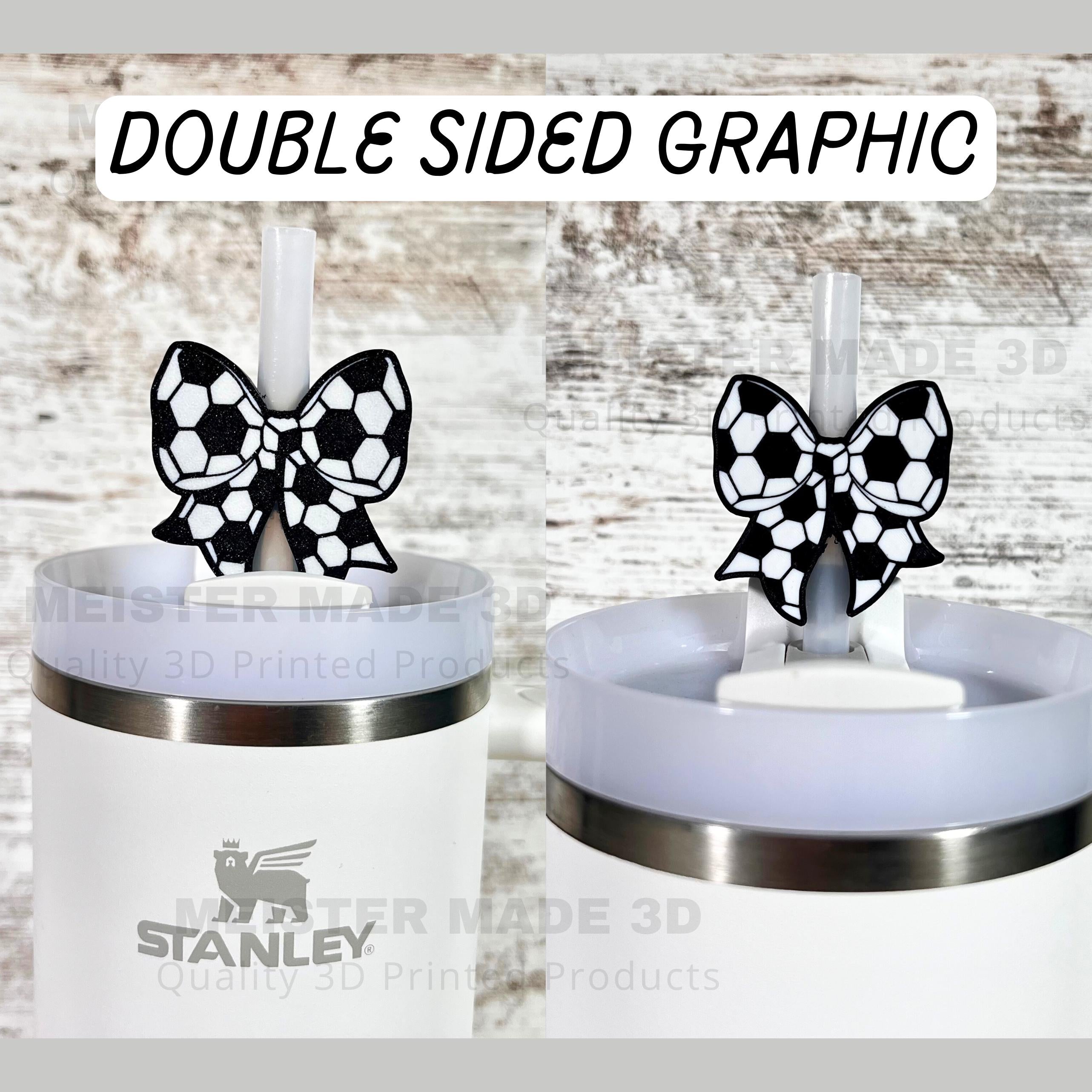 Soccer Bow Stanley Straw Buddy, Stanley Accessories, Straw Topper, trending Stanley, Christmas gifts, tumbler accessories, sports gifts