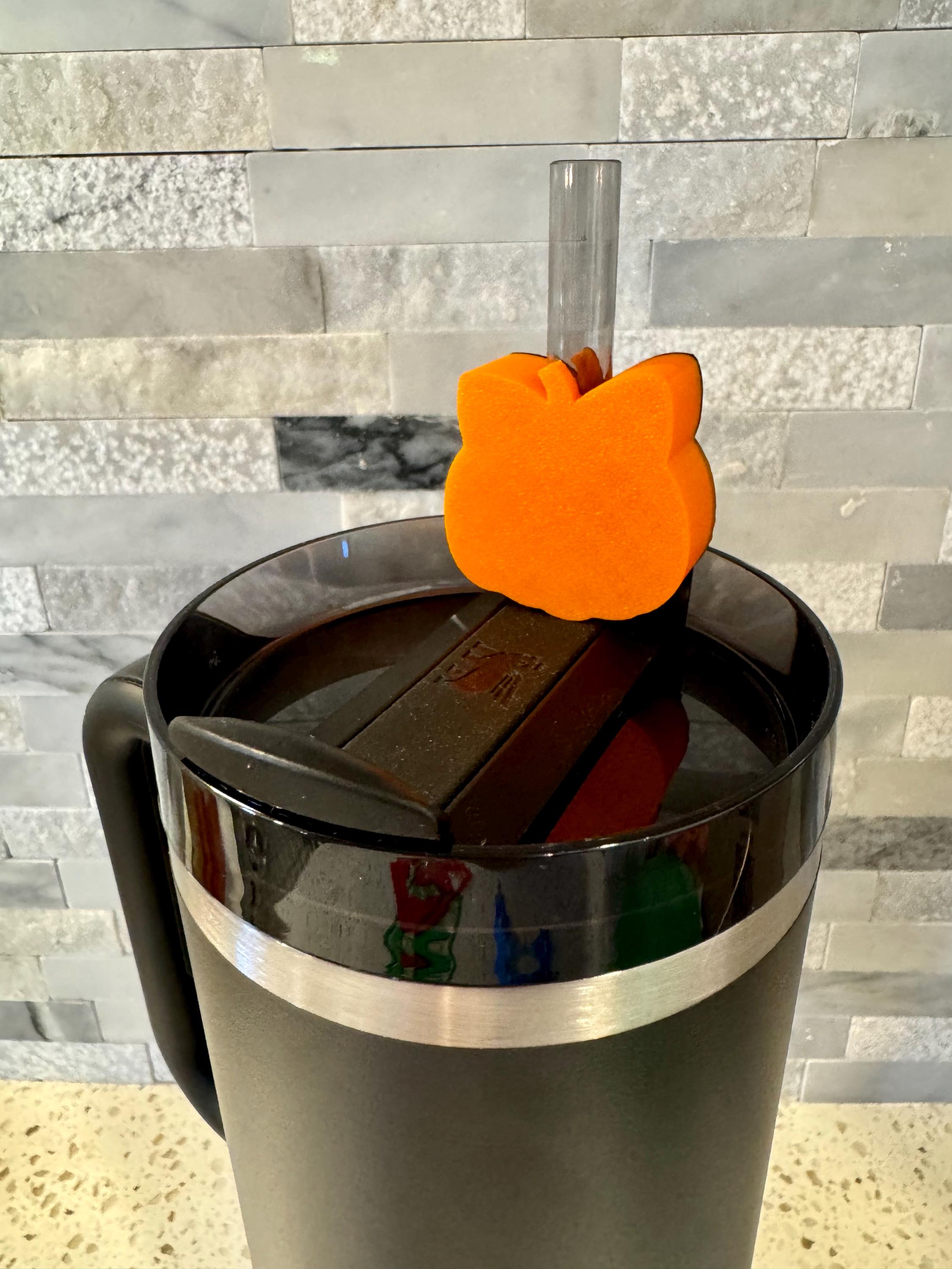 Checkered Pumpkin Stanley Straw Topper, fall gift, trending, Stanley accessories, 3d print, tumblers, popular Stanley accessories