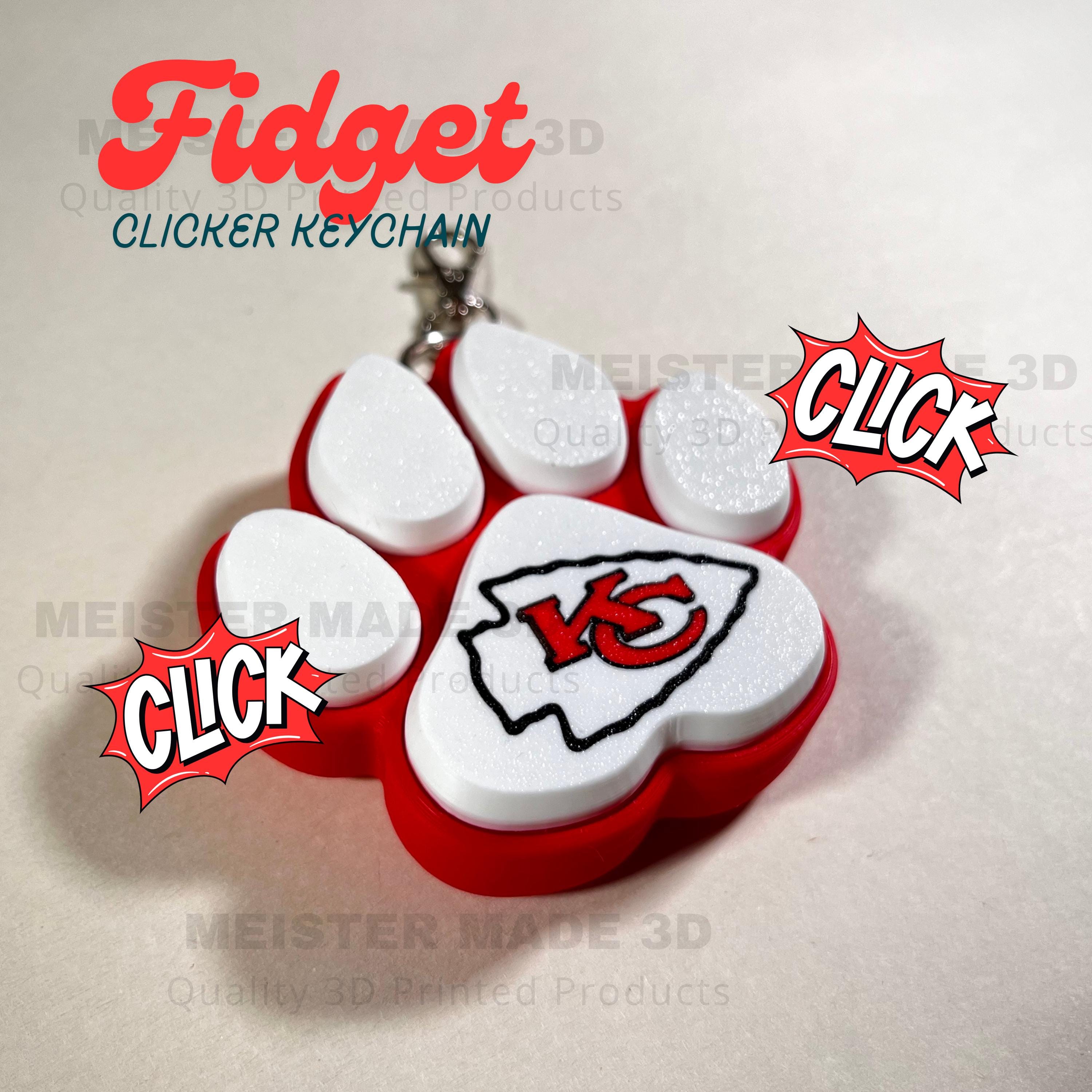 KC, fidget clicker keychain,  Desktop Toy, Super Bowl, Sensory Toy, Autism, ADHD, Chief, Anxiety Relief, Mechanical Key, ASMR, Kansas City